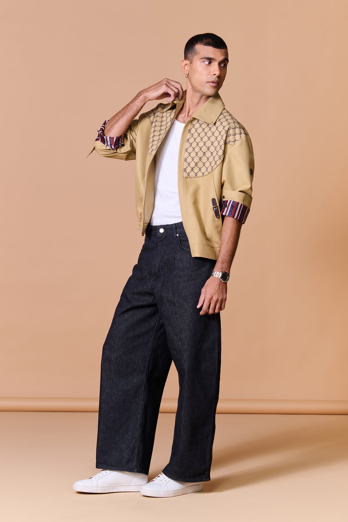 Beige Bomber Jacket