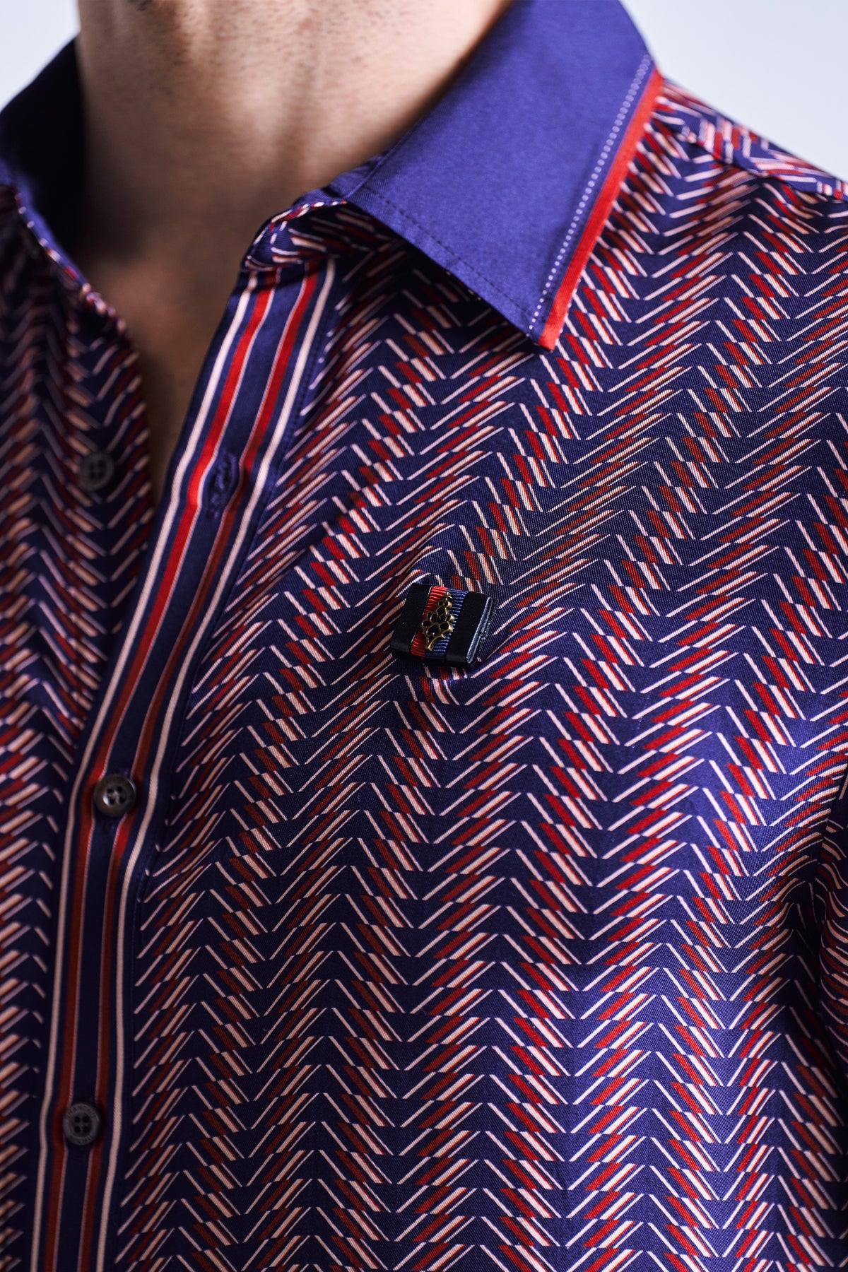 Navy Chevron Printed Shirt