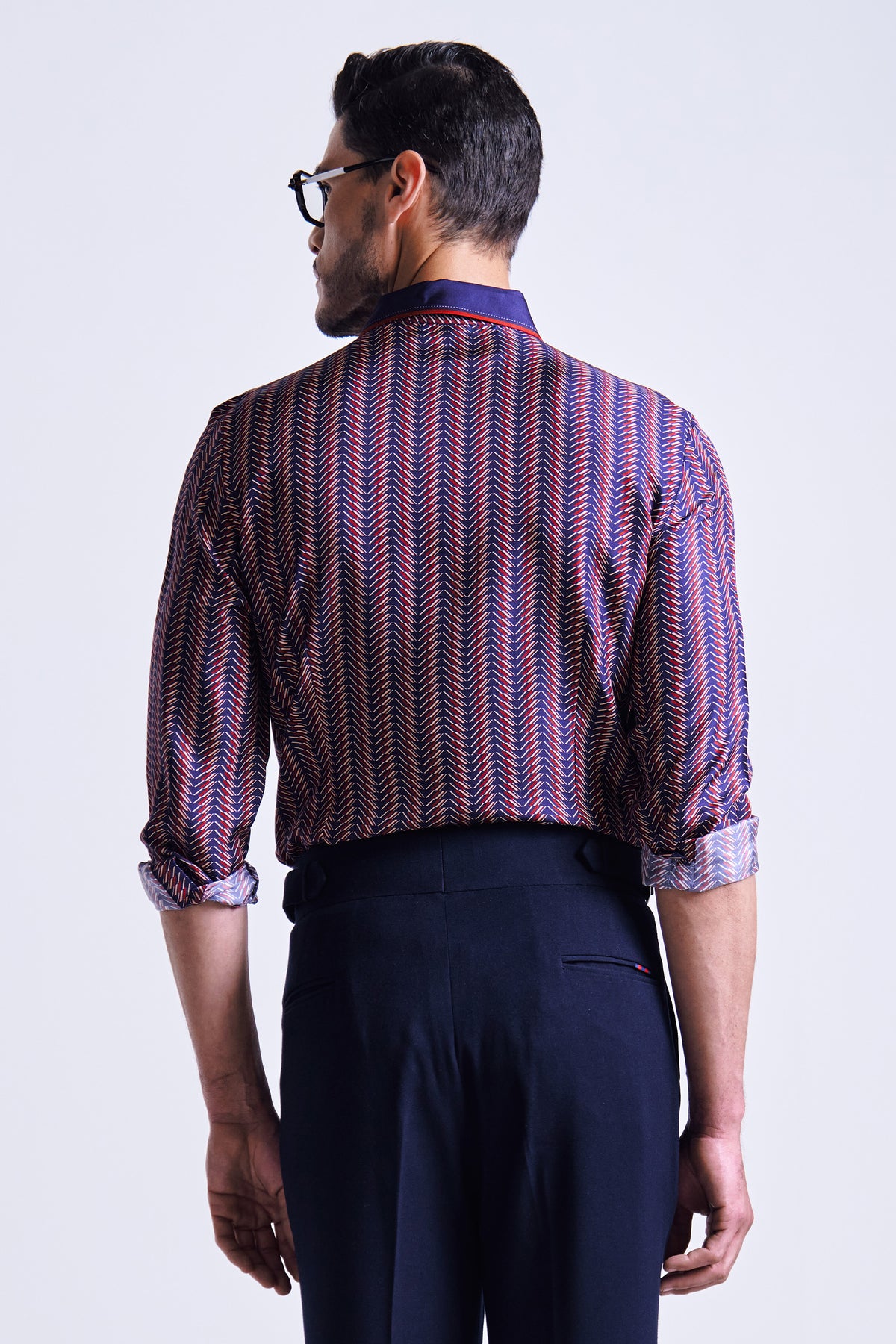 Navy Chevron Printed Shirt