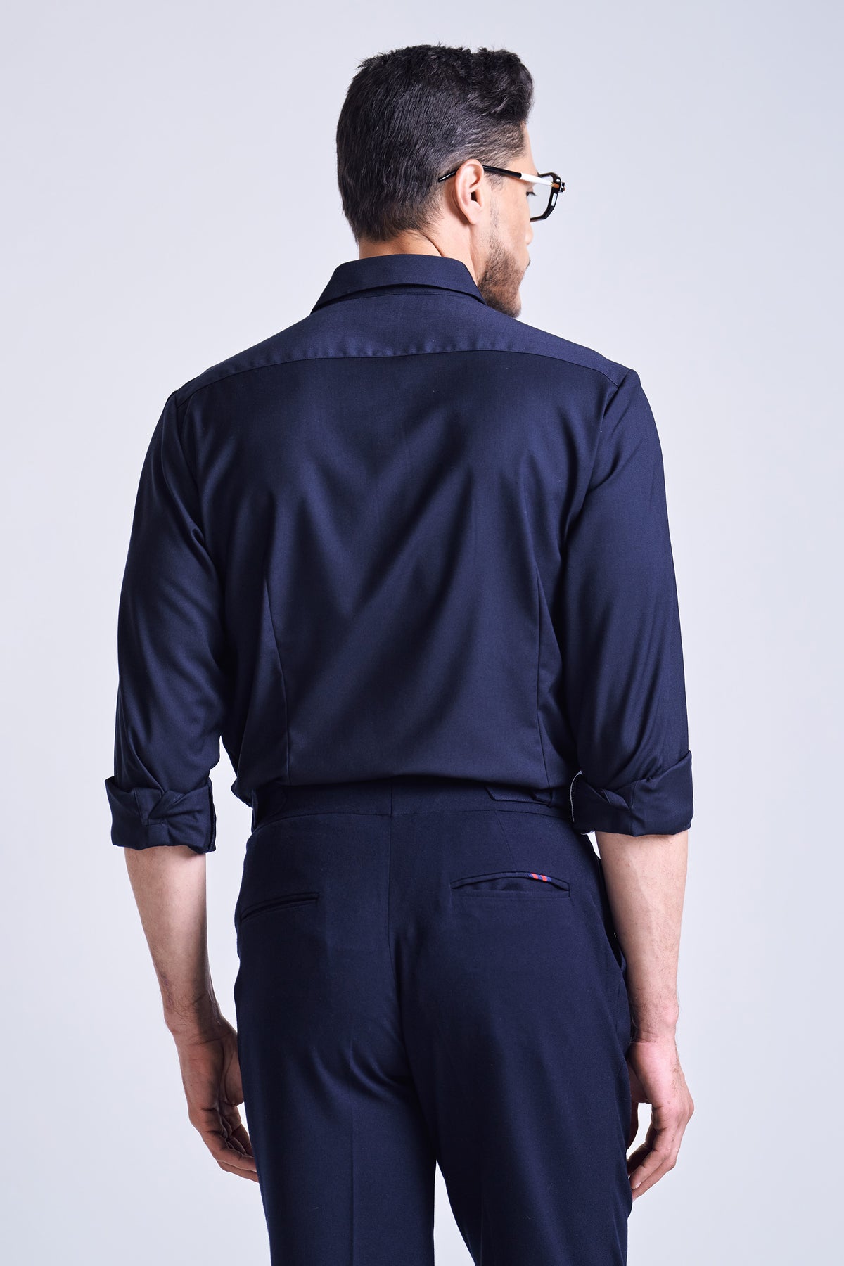 Navy And Off White Panel Shirt