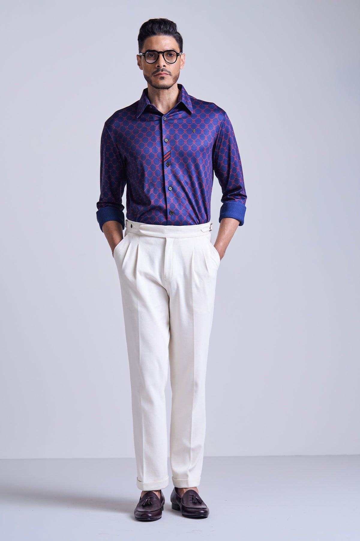 Navy Adamas All Over Print Shirt