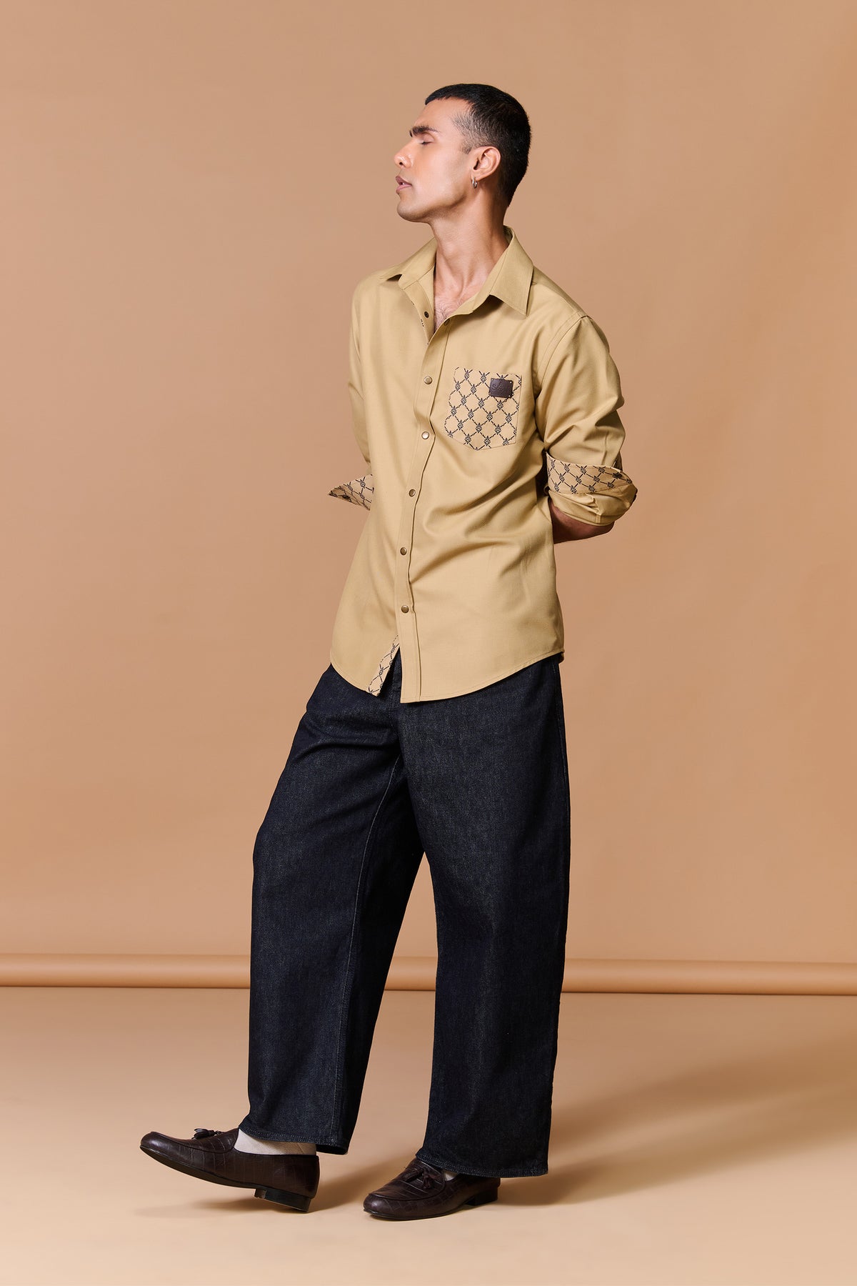 Beige Shirt with Printed Pocket
