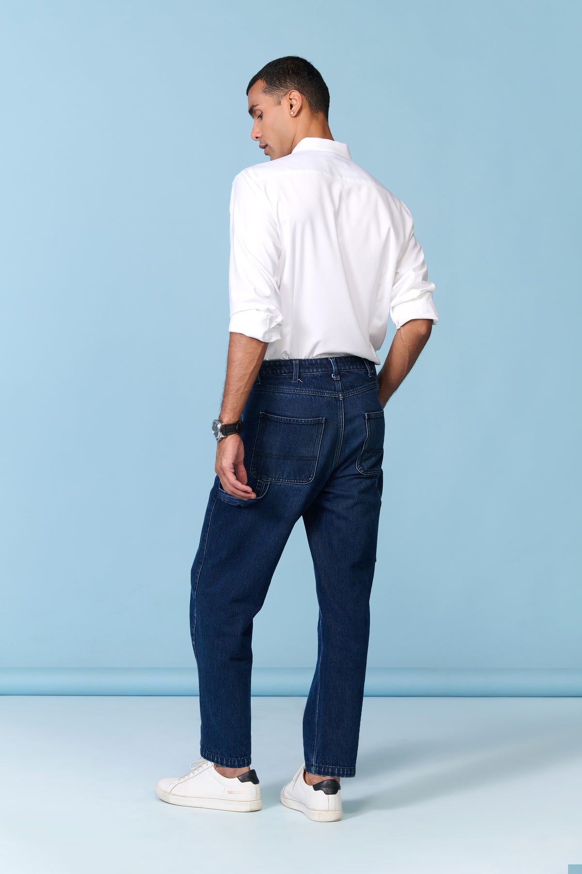 Off-white Band Collar Shirt with Crest