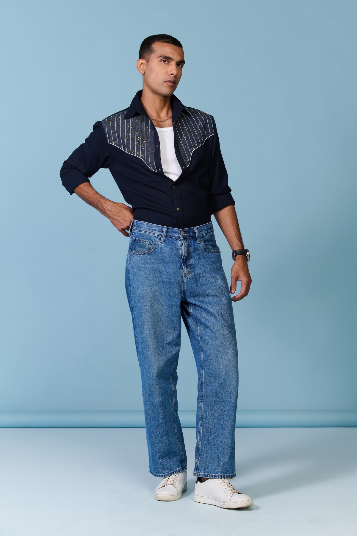 Navy Yoke Shirt