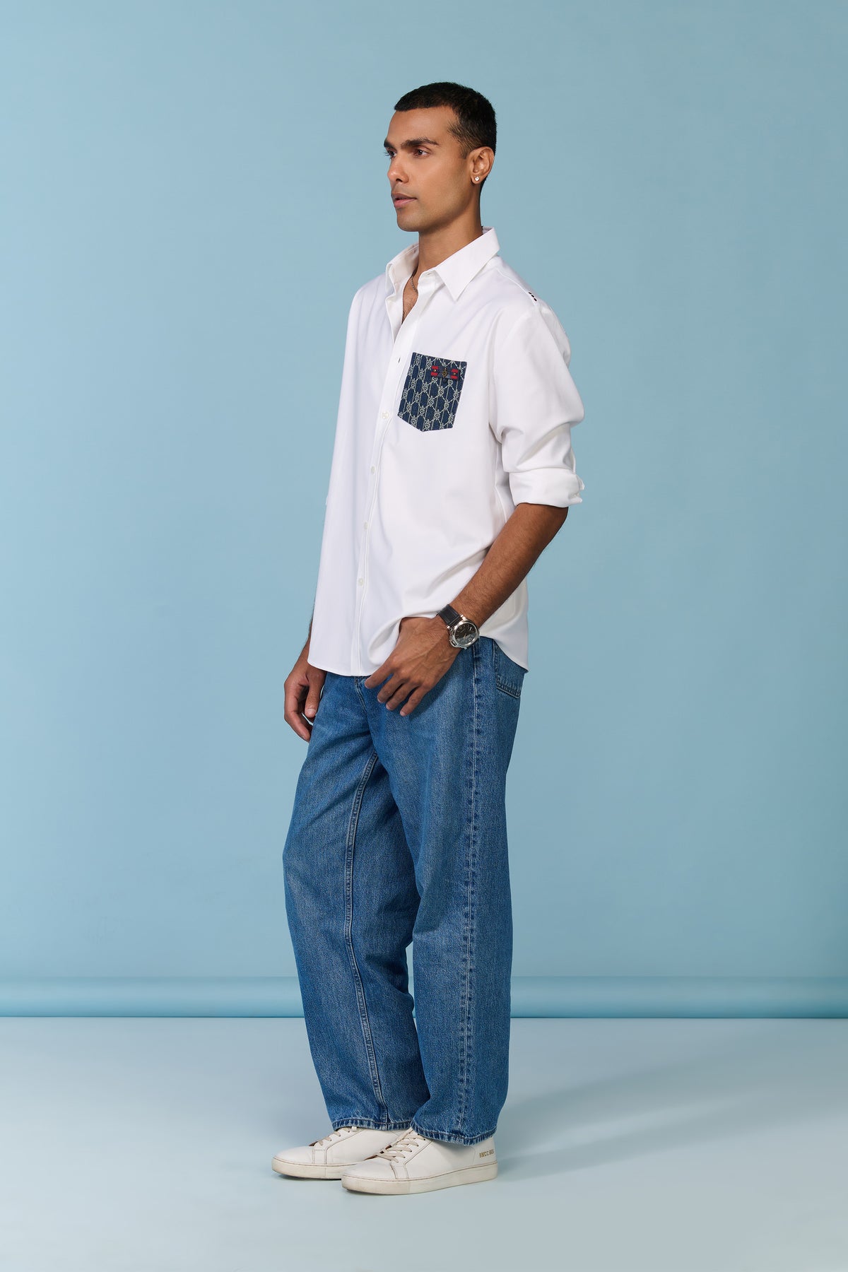 Shirt with Denim Pocket