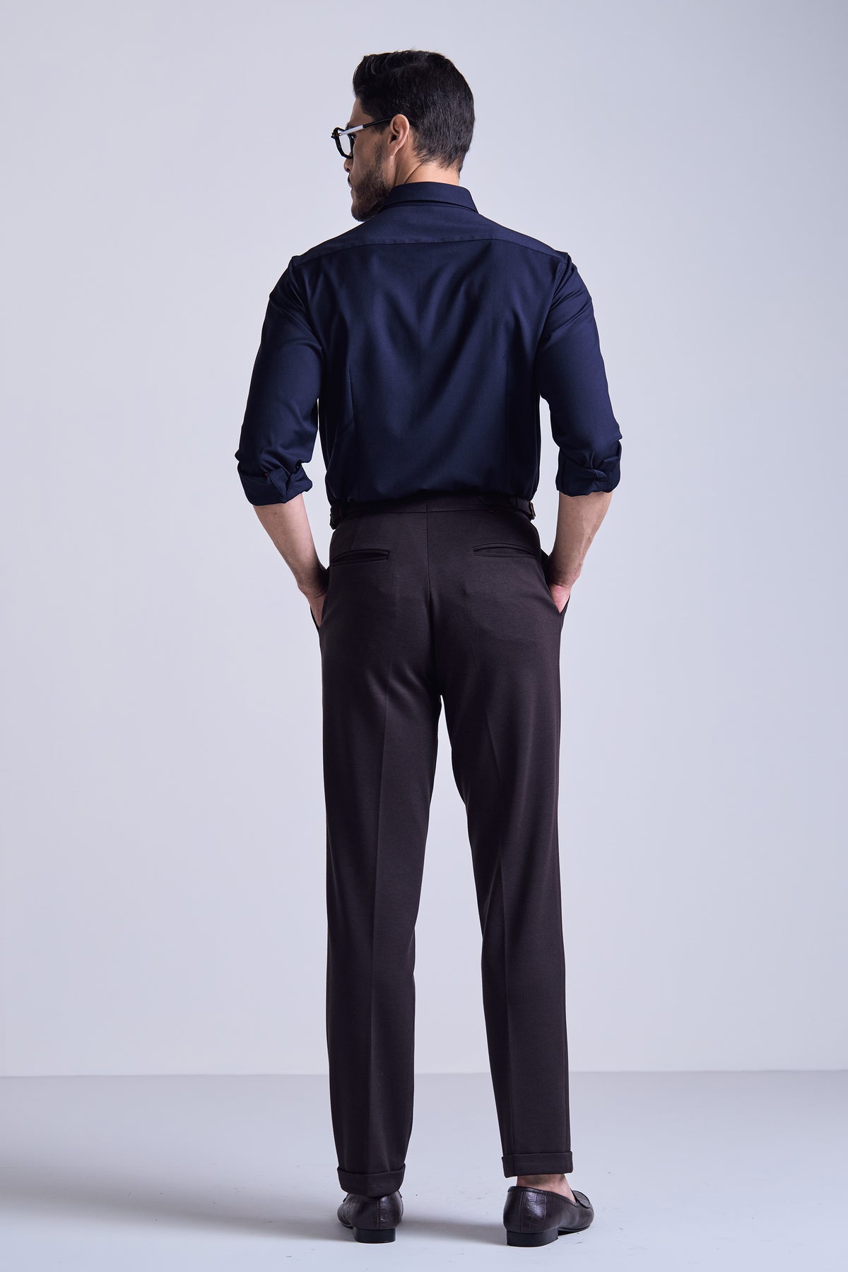 Navy Red Skull Embroidered Shirt
