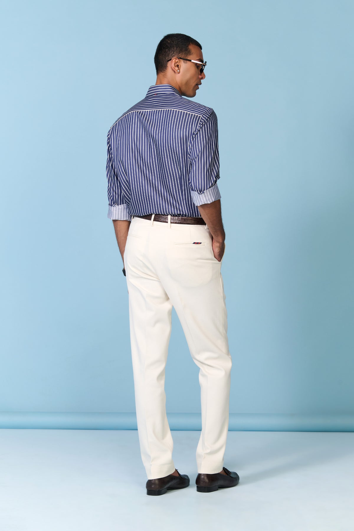 Navy Striped Shirt with Crest