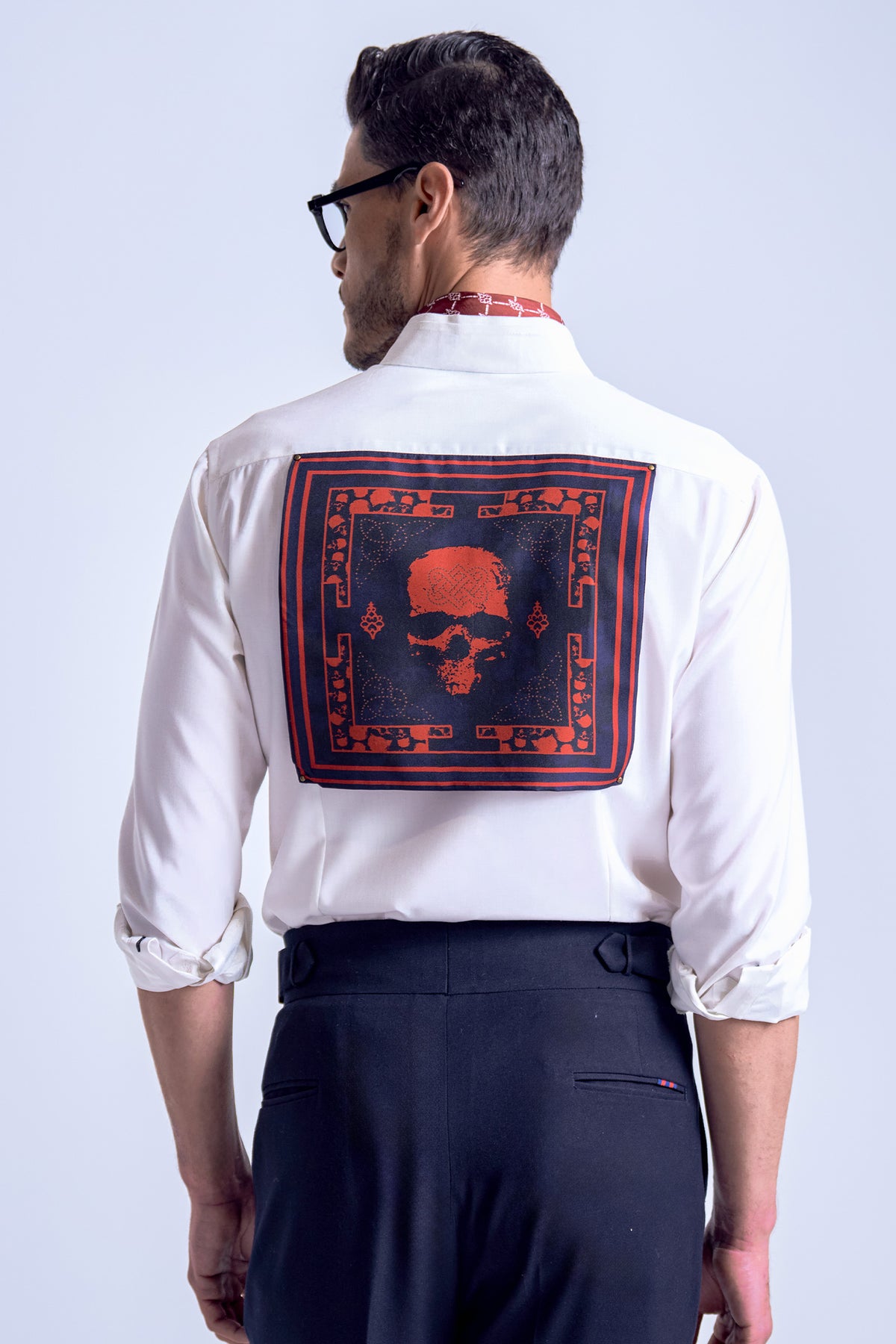 Off-White Shirt with Printed Back
