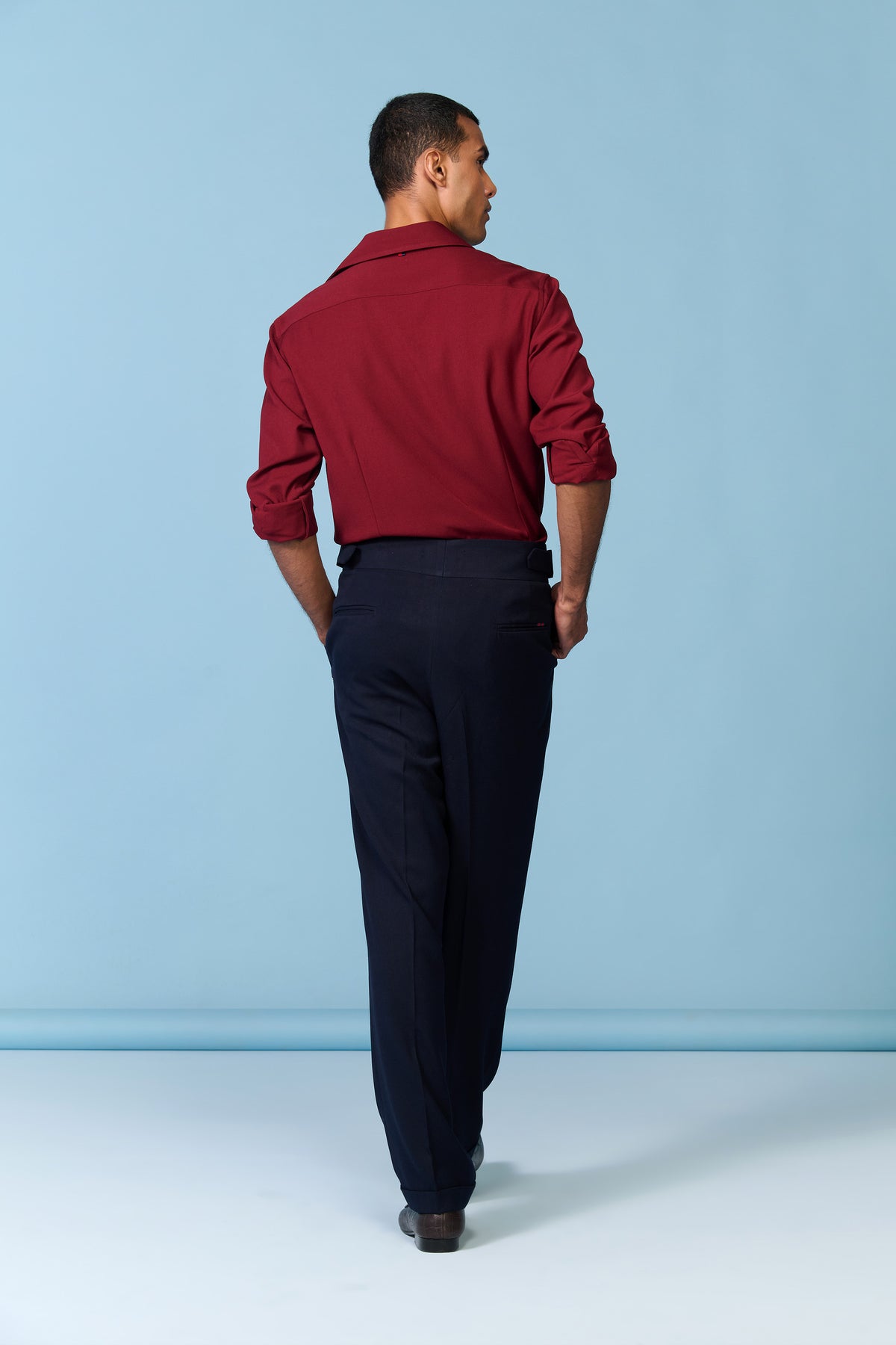 Cherry-Navy Colour Block Shirt
