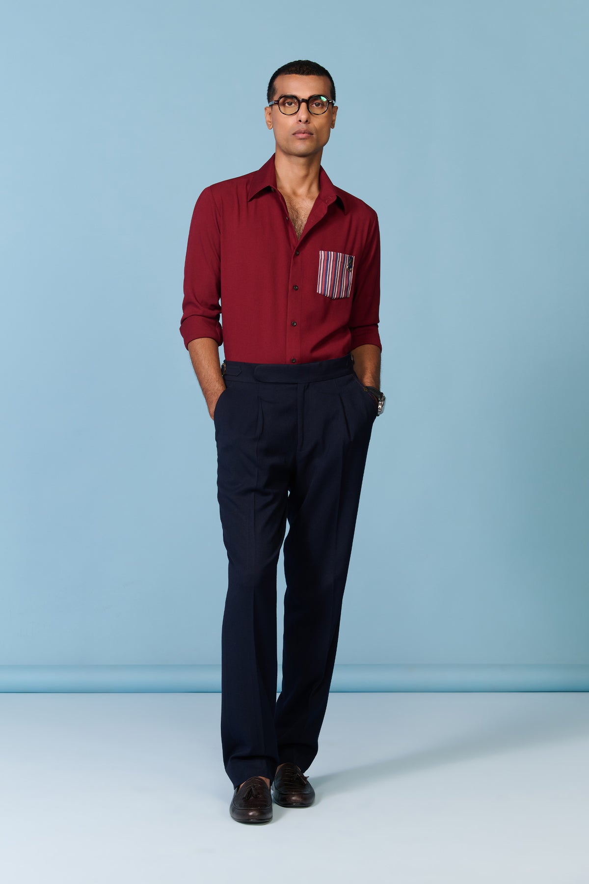 Cherry Shirt with Printed Pocket