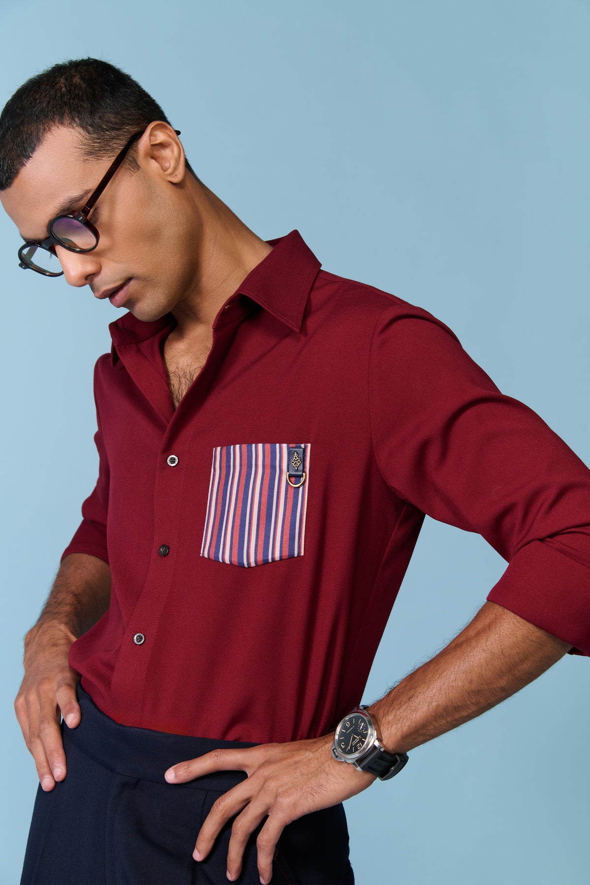 Cherry Shirt with Printed Pocket