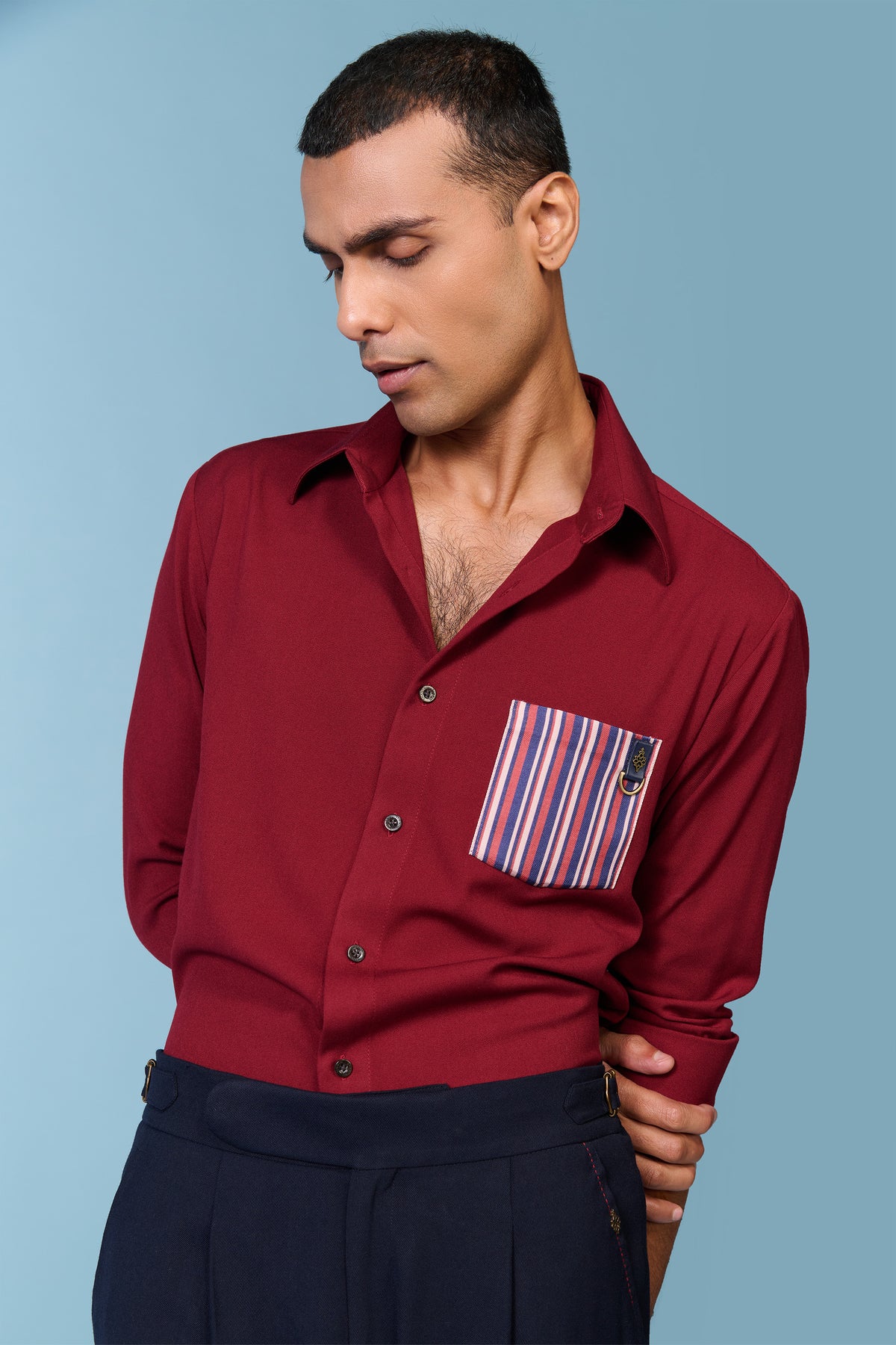 Cherry Shirt with Printed Pocket