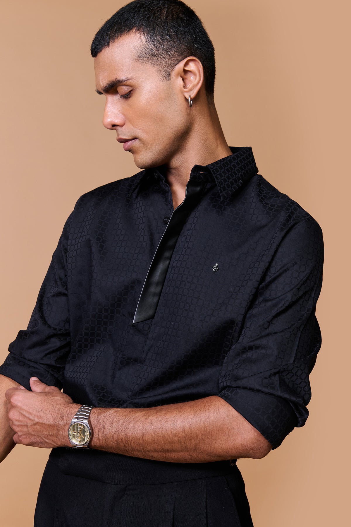 Black Textured Shirt