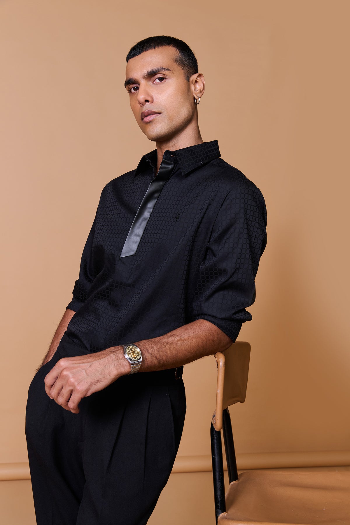 Black Textured Shirt