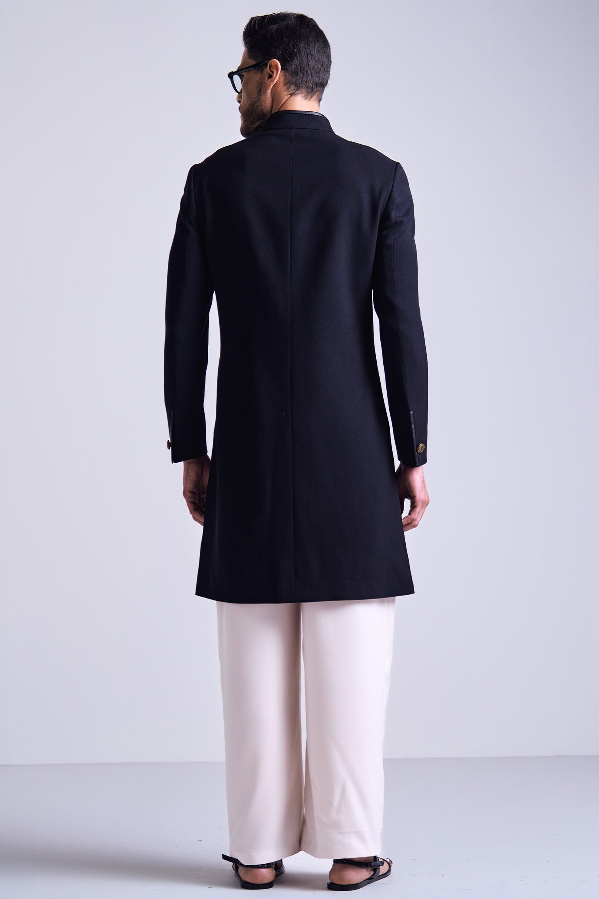 Black Sherwani with Gold Buttons