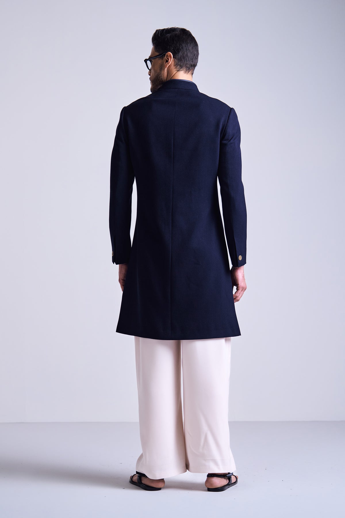 Classic Navy Sherwani with Anna Buttons