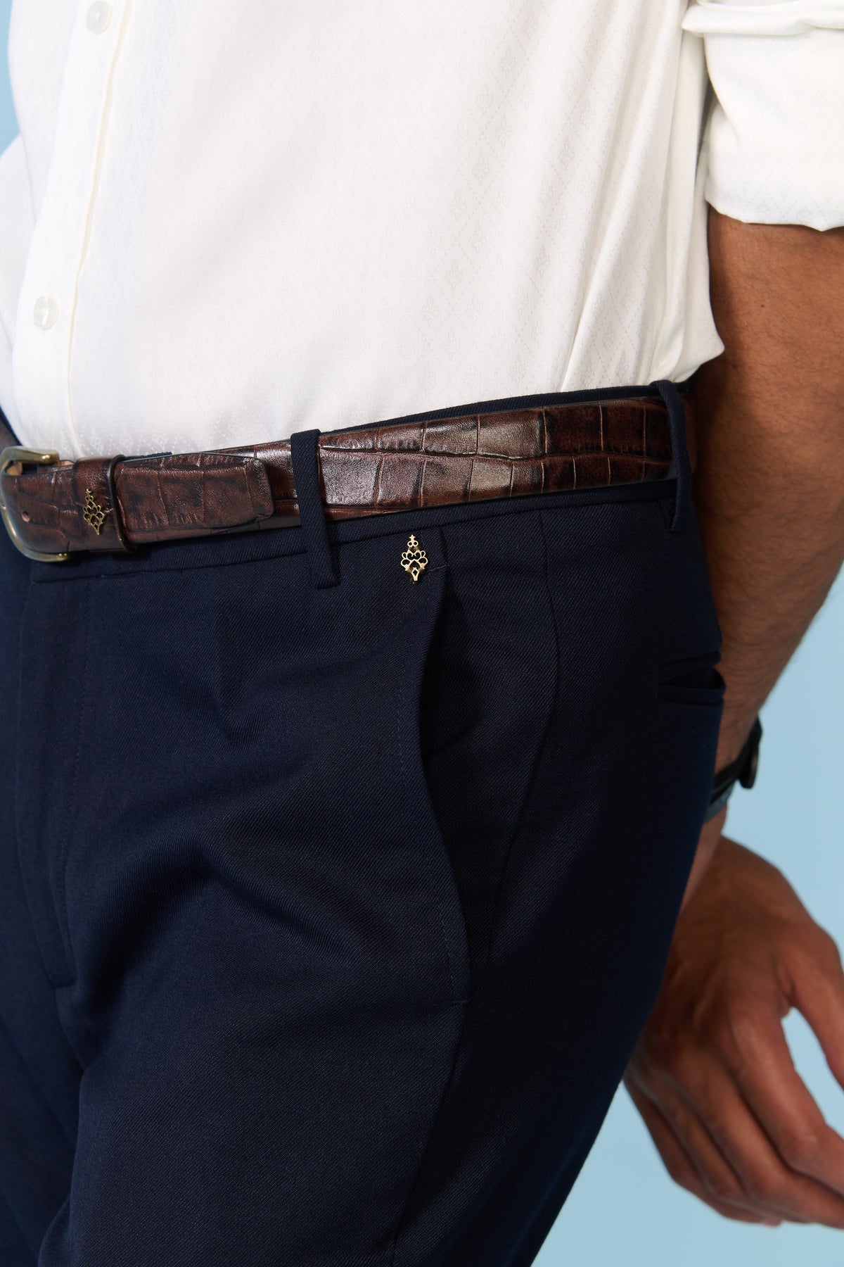 Navy Straight Leg Trousers