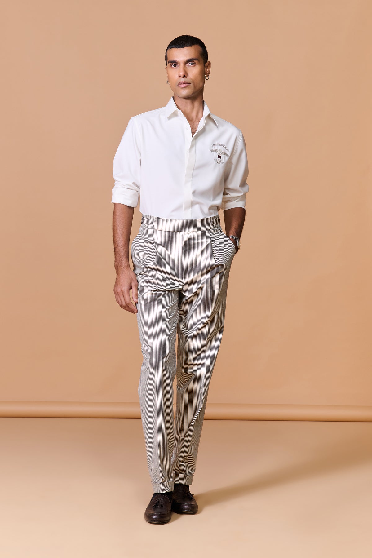 Offwhite Stripe Printed Trousers