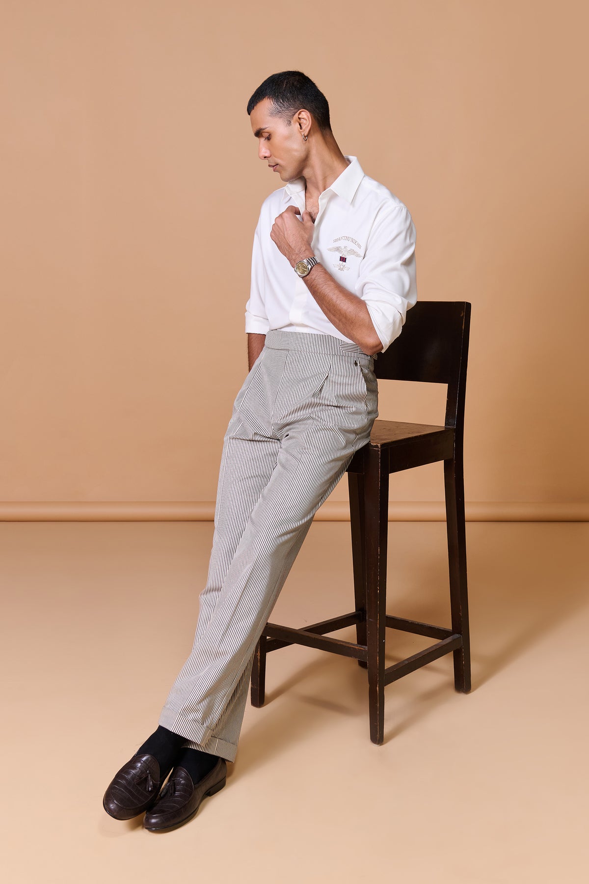 Offwhite Stripe Printed Trousers