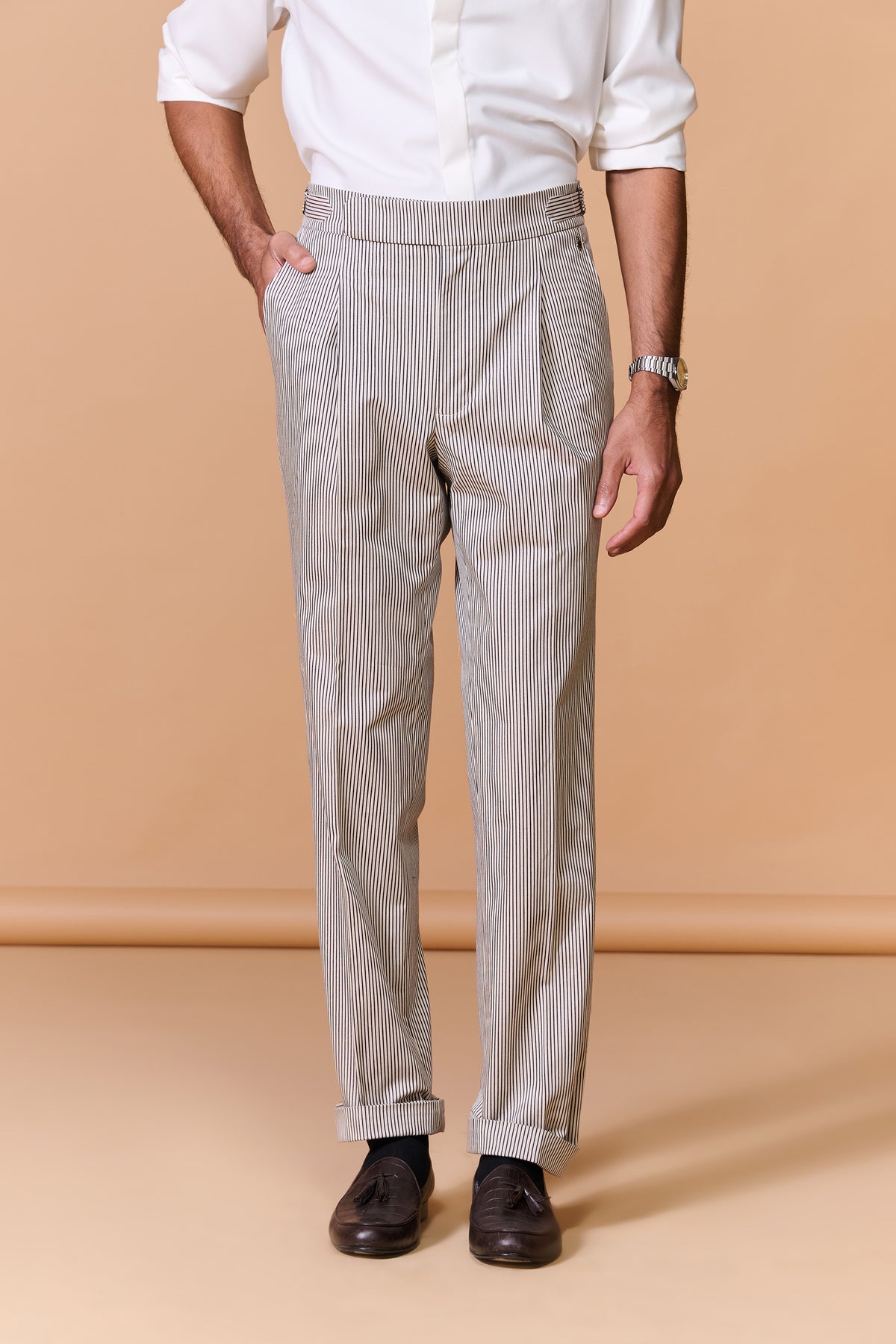 Offwhite Stripe Printed Trousers