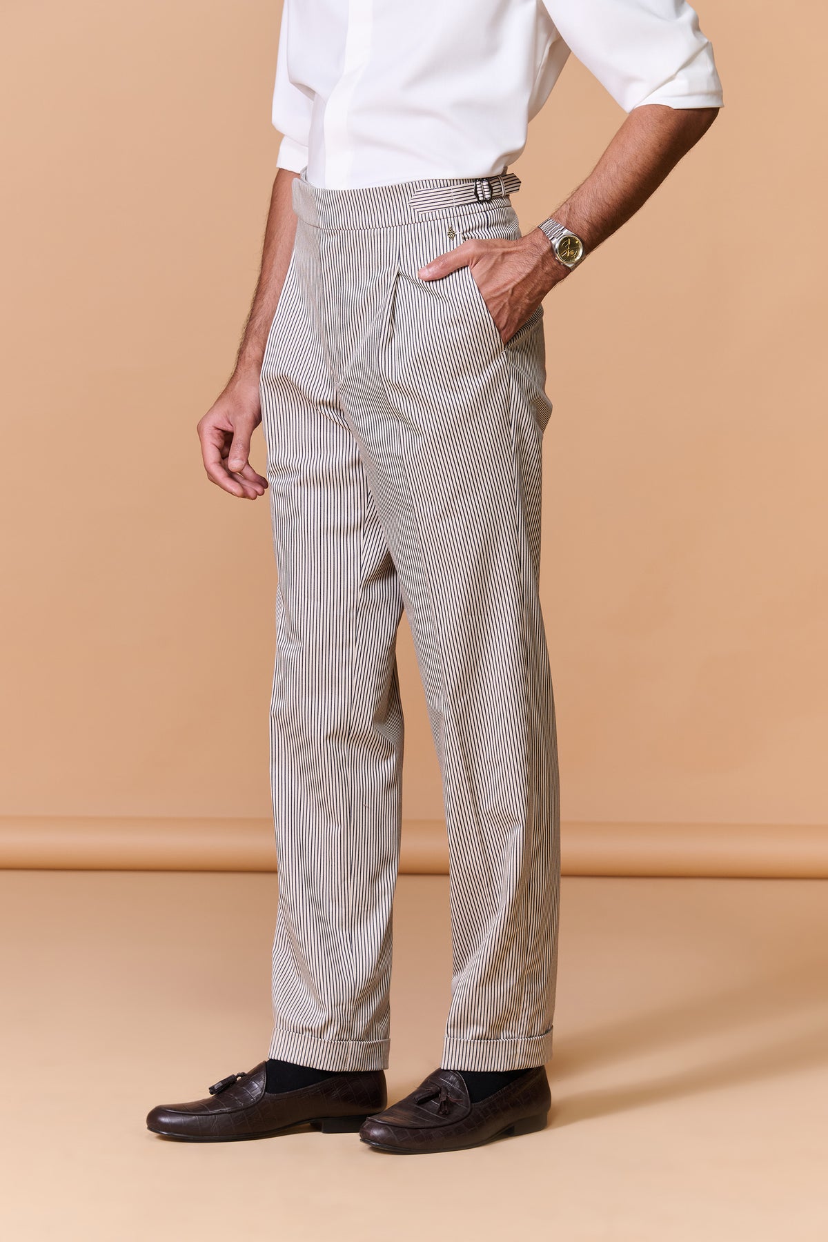 Offwhite Stripe Printed Trousers