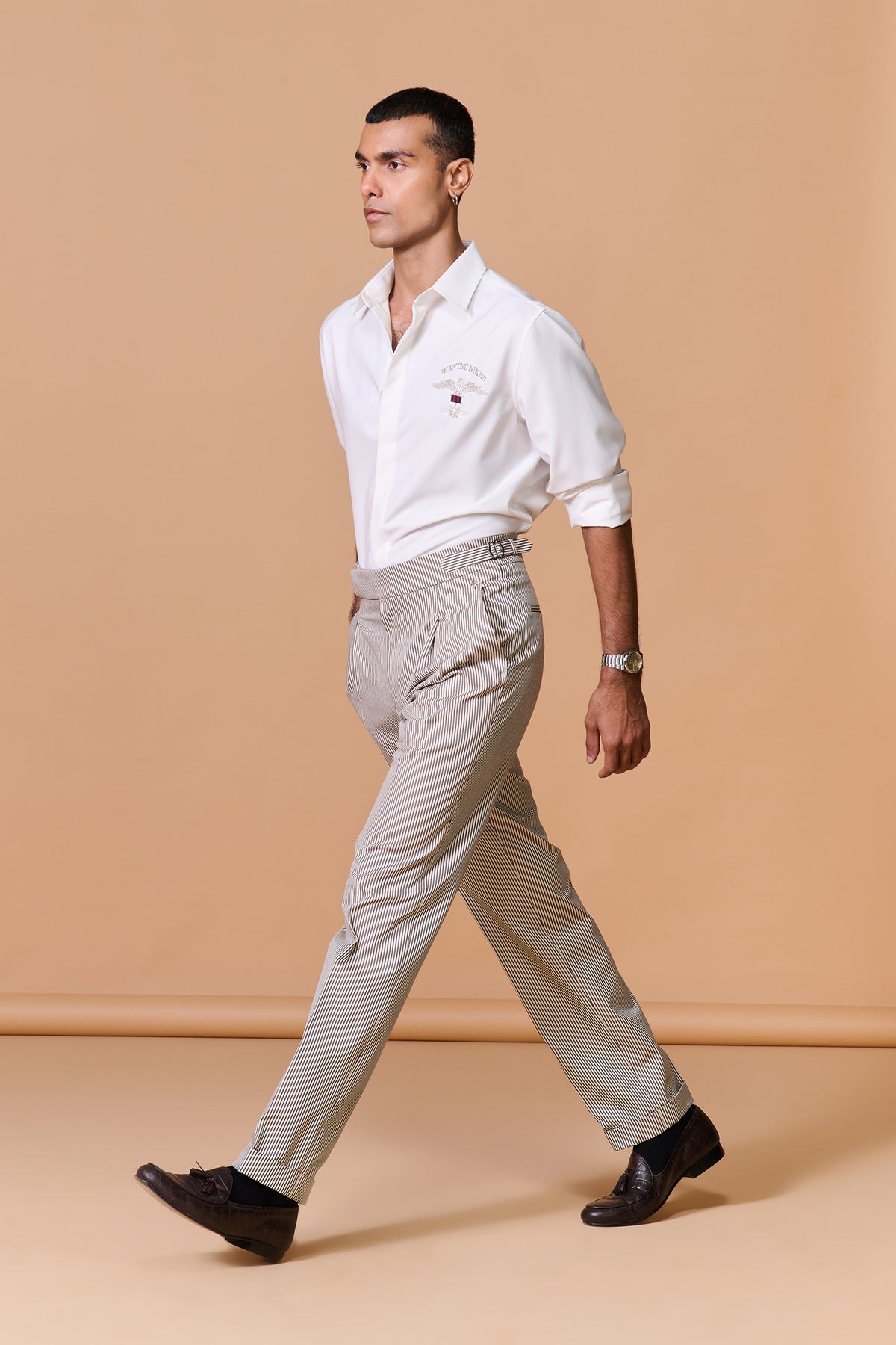 Offwhite Stripe Printed Trousers
