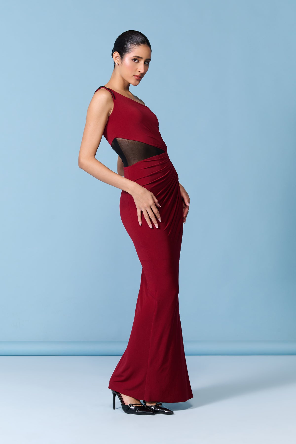 Cherry Sheer Cut Out Dress