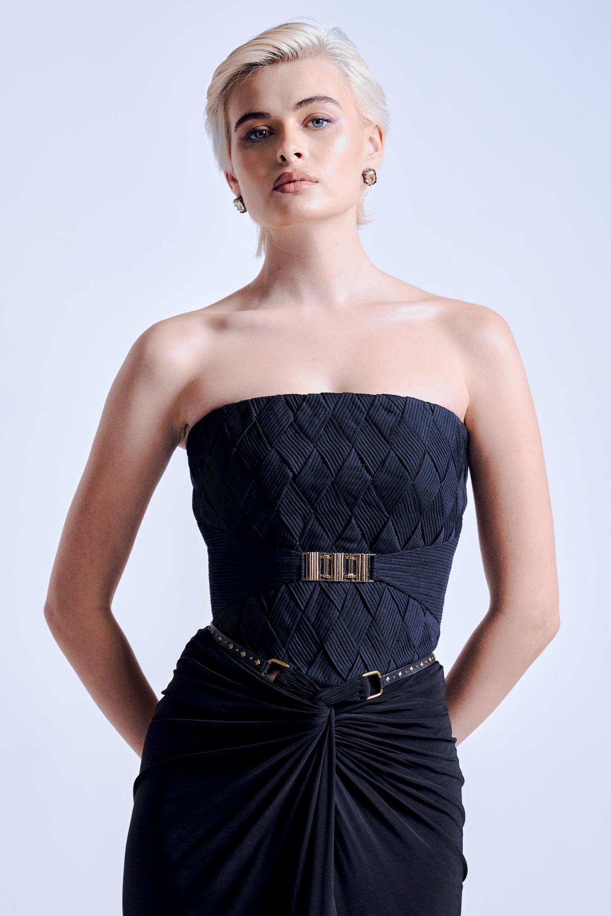 Black Cross Pleated Corset