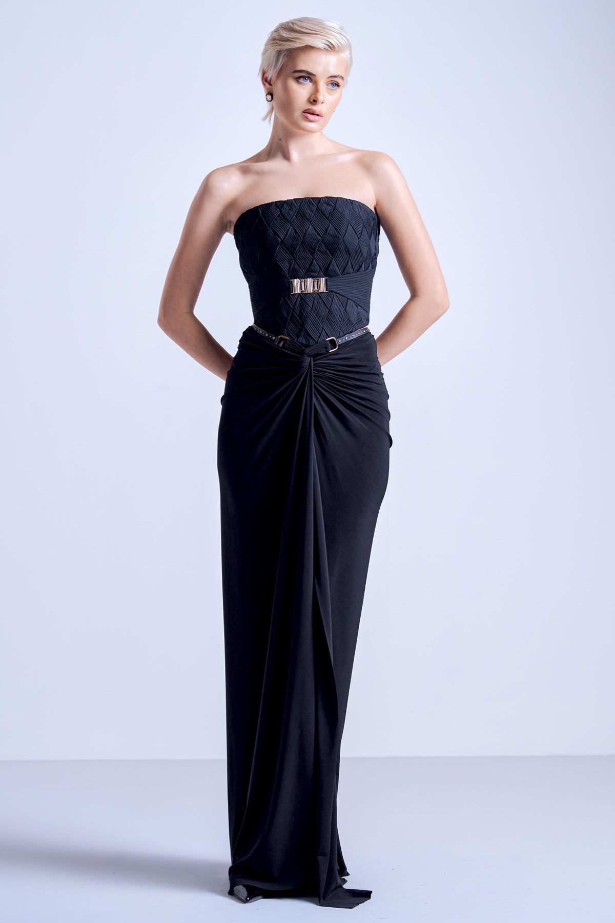 Black Cross Pleated Corset