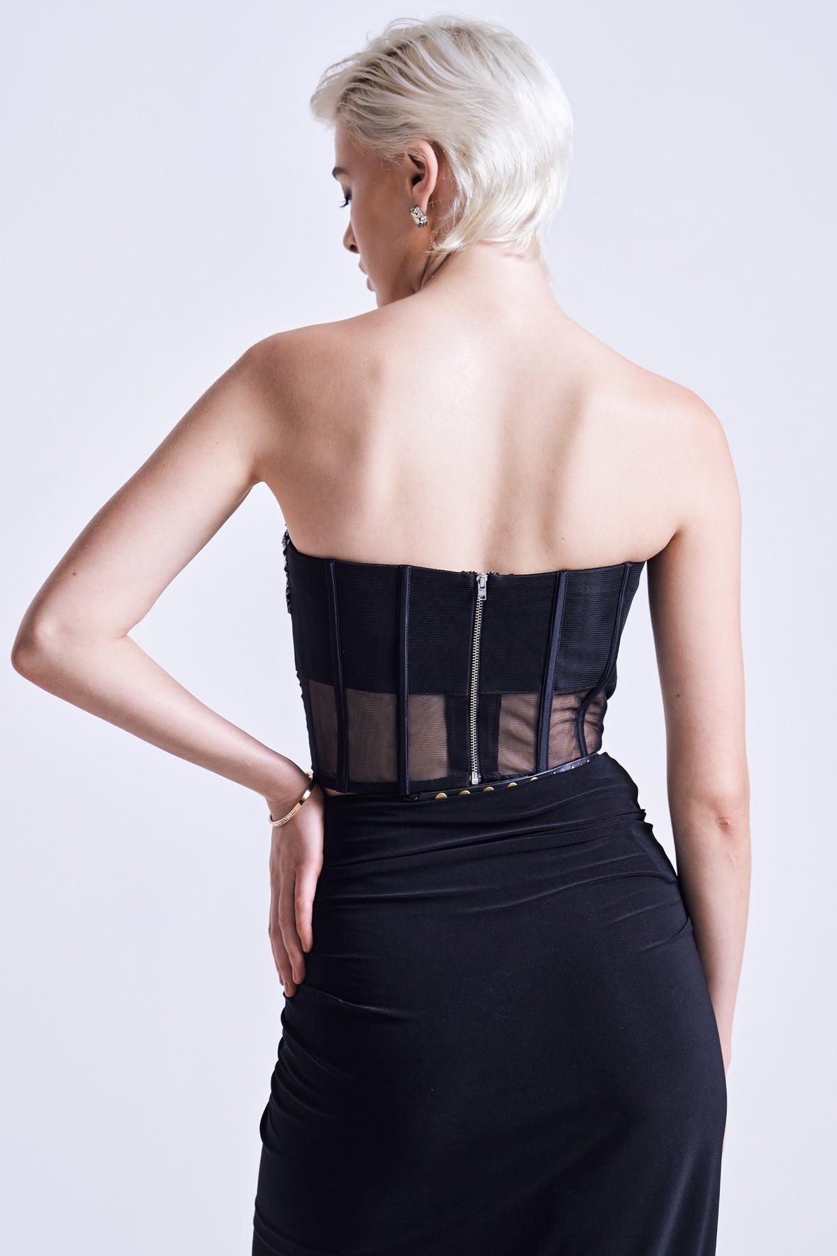 Black Sheer Detailed Corset