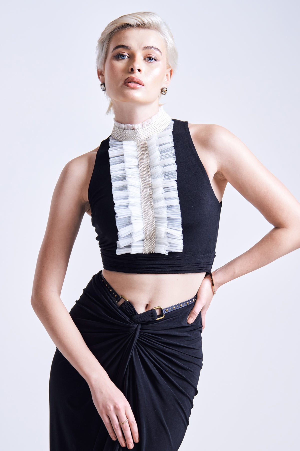 Black Ruffle Top