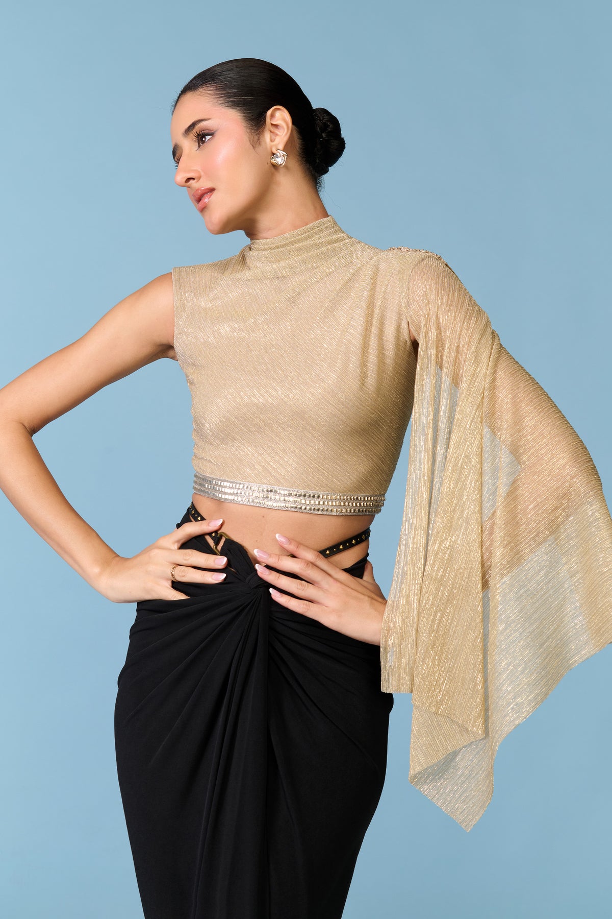 Gold Georgette Crop Top