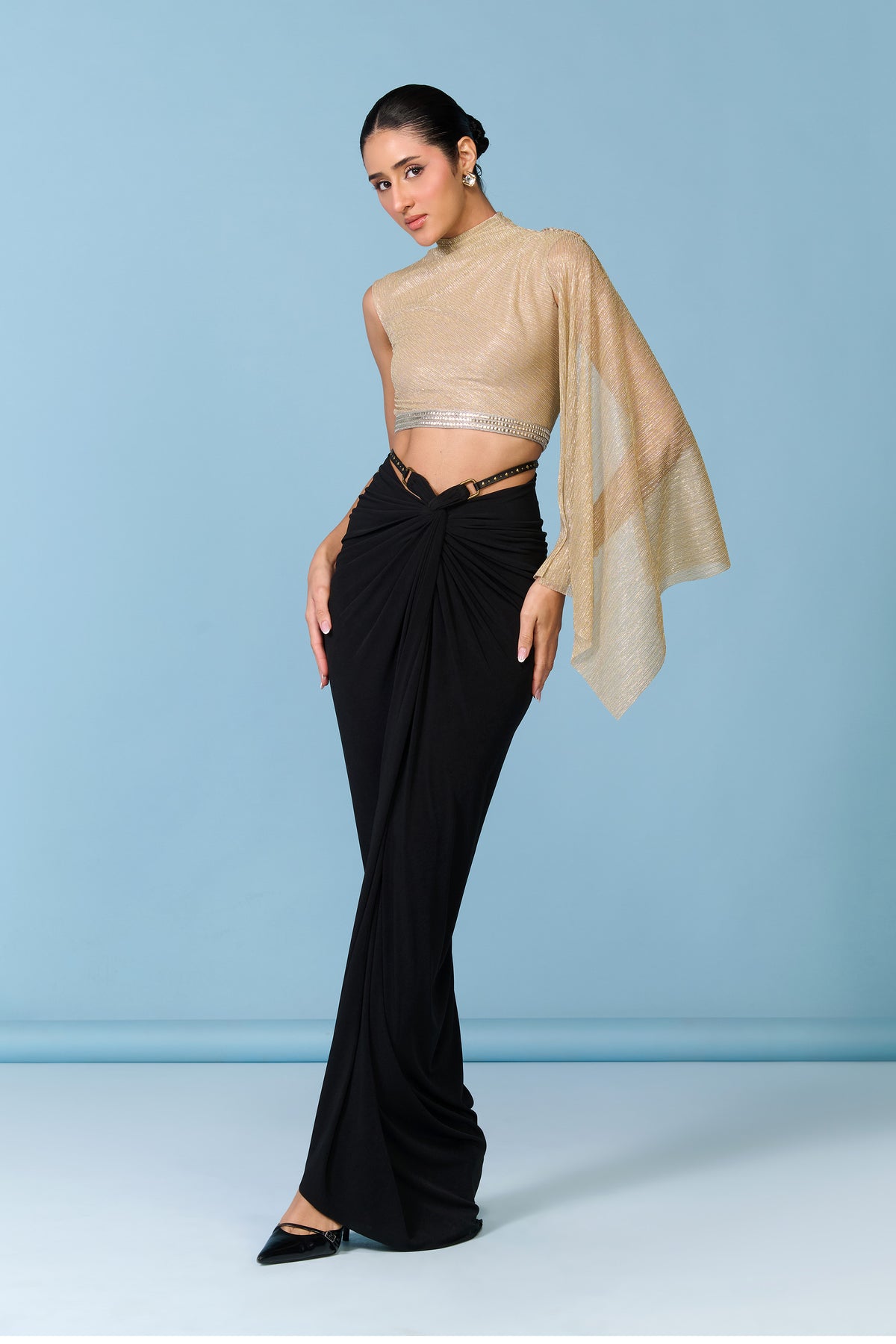 Gold Georgette Crop Top