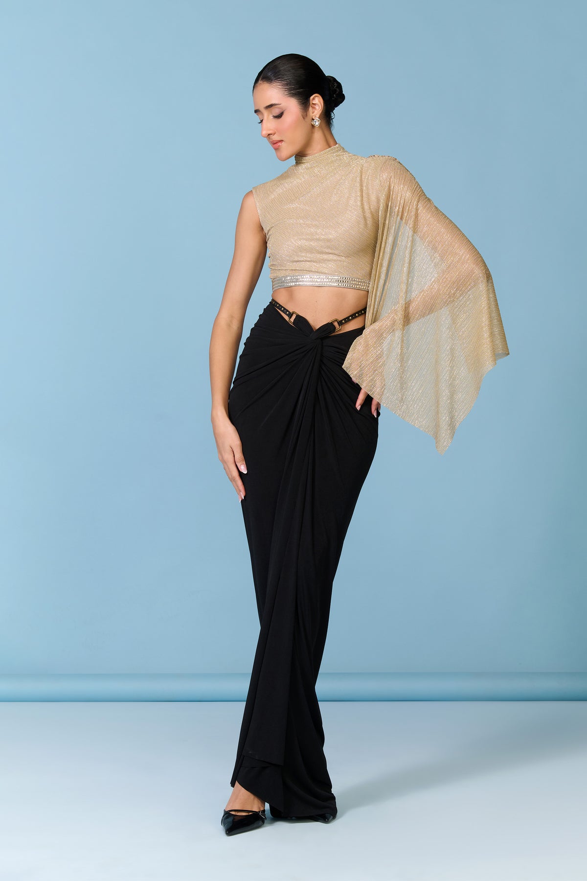 Gold Georgette Crop Top