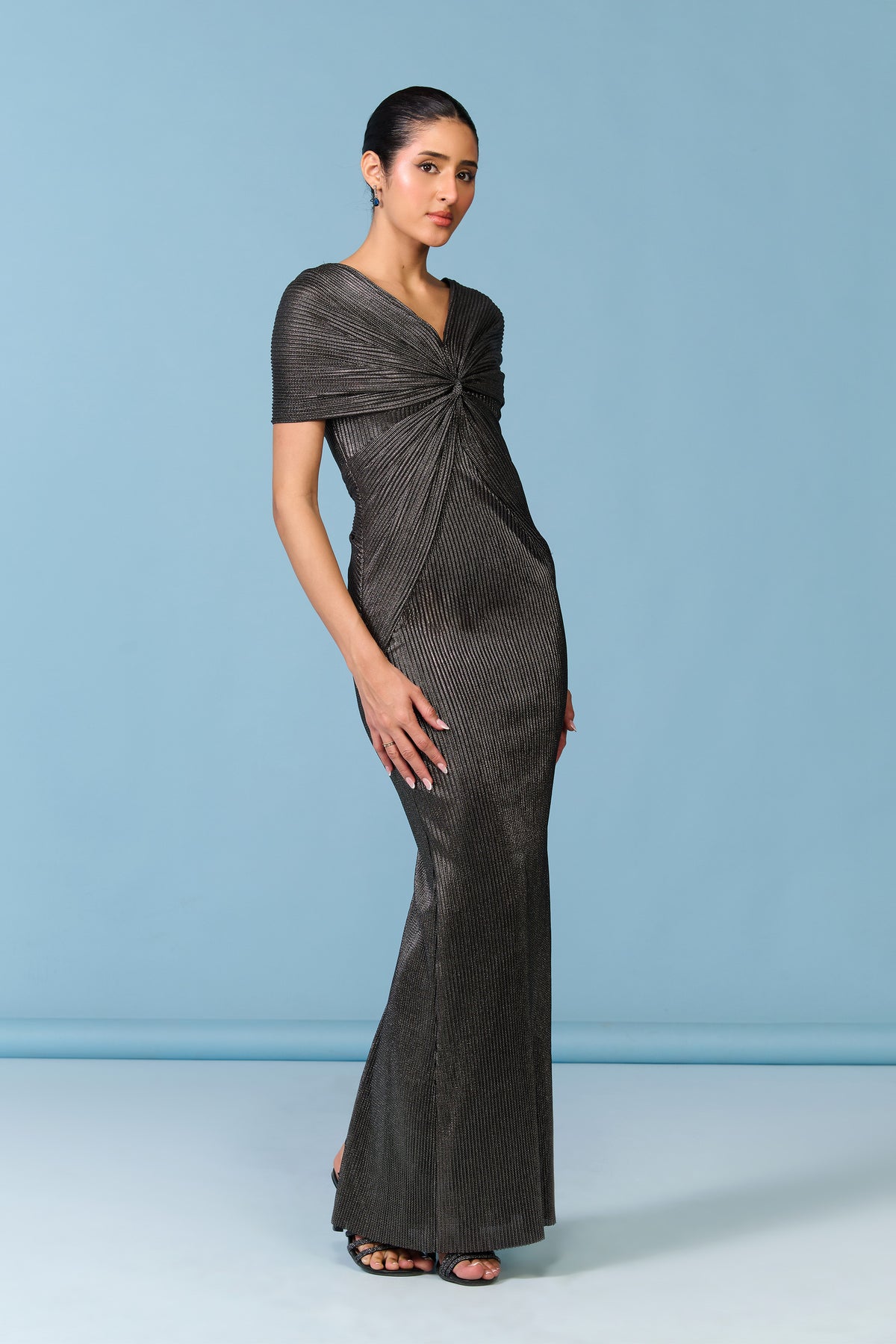 Metallic Sculpted Gown