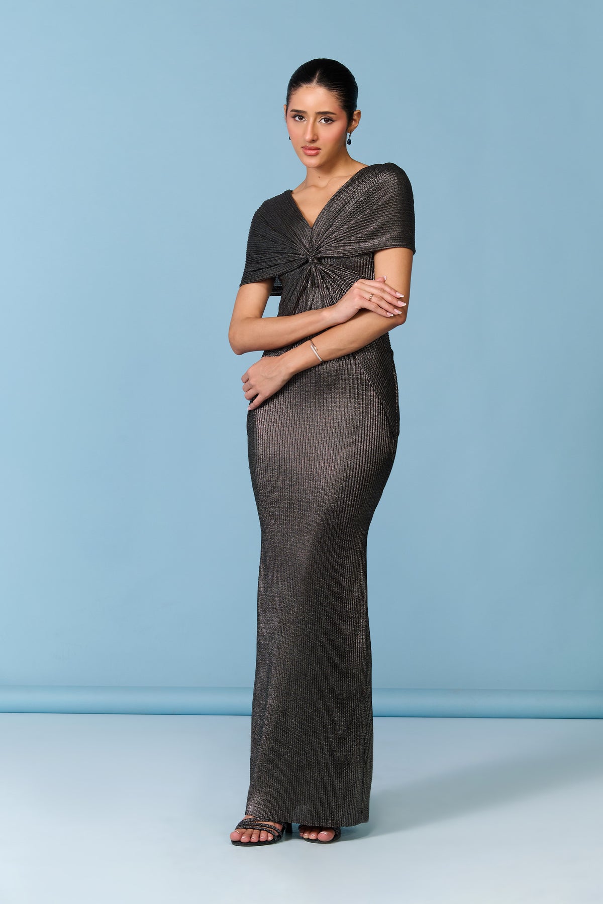 Metallic Sculpted Gown