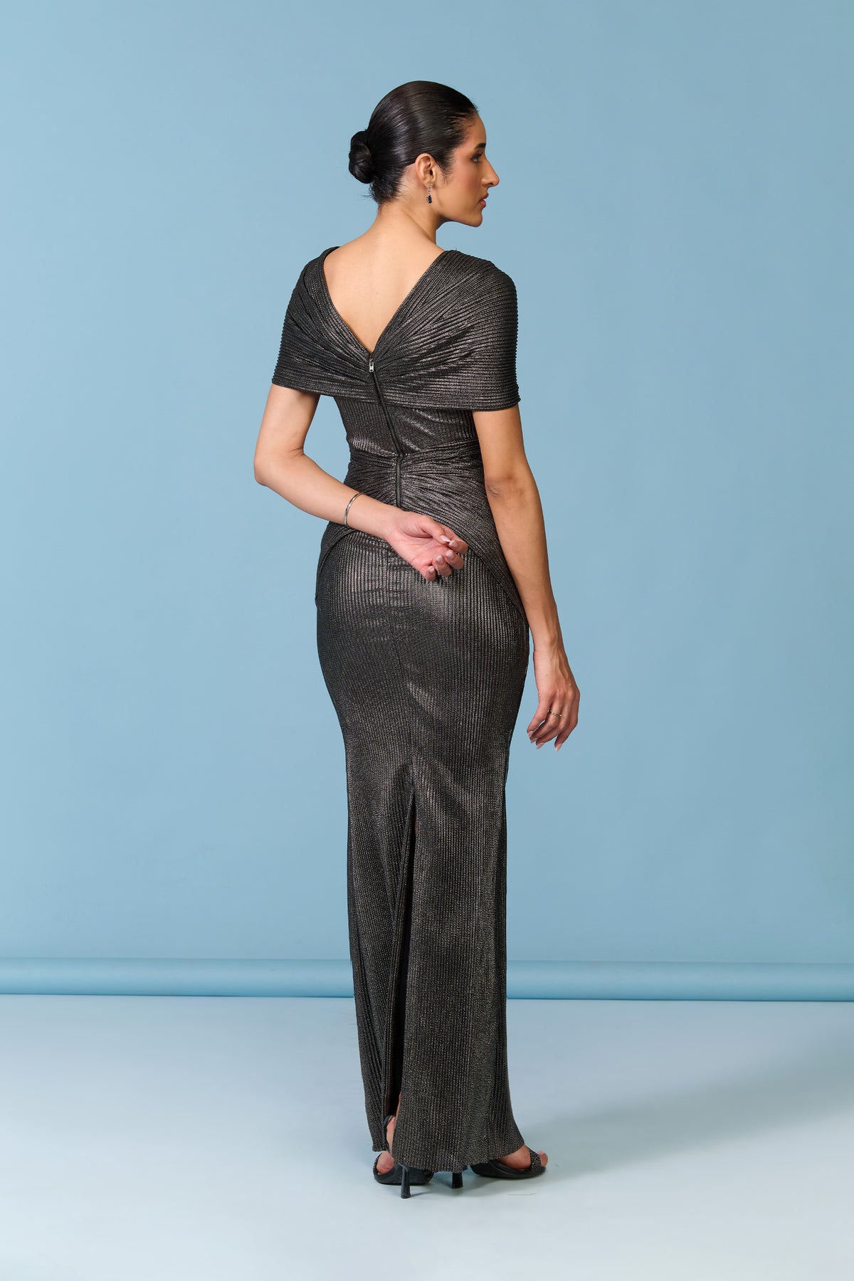 Metallic Sculpted Gown
