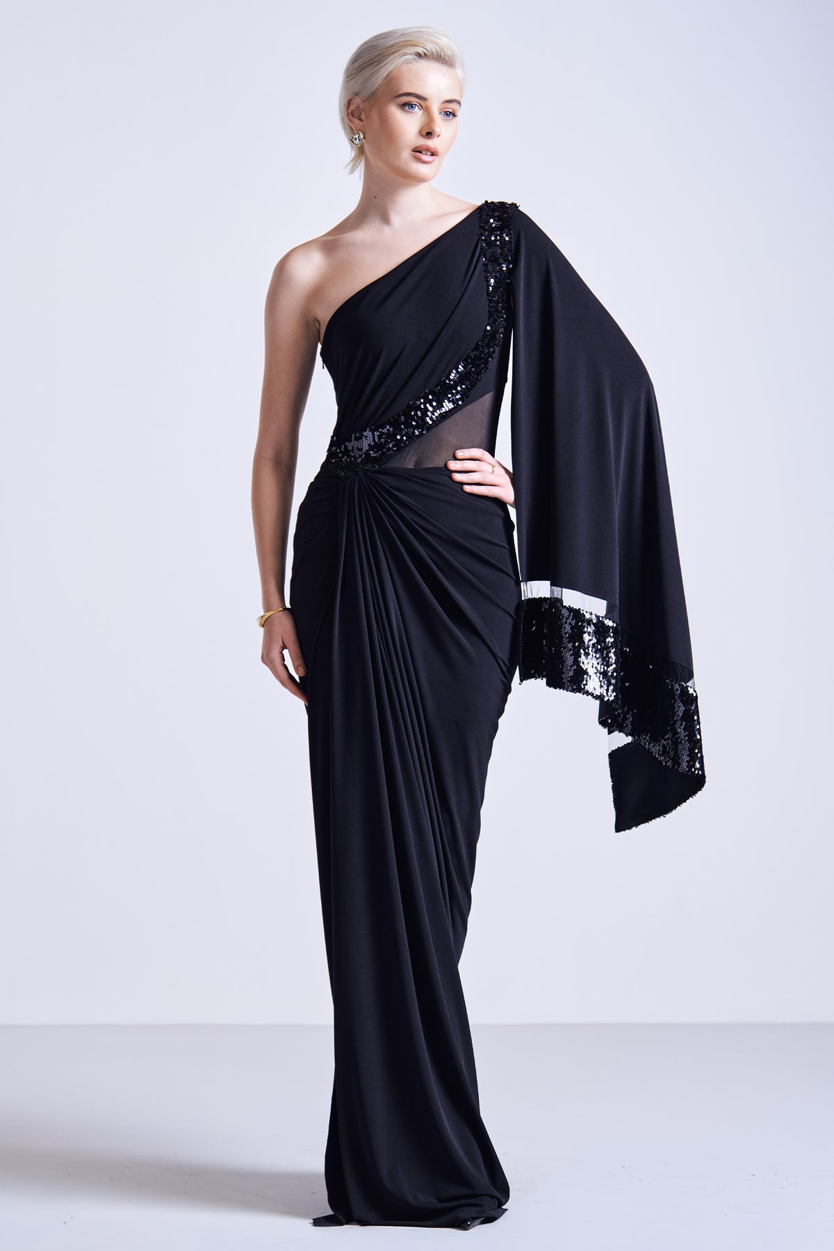 One-Shoulder Sequin Gown
