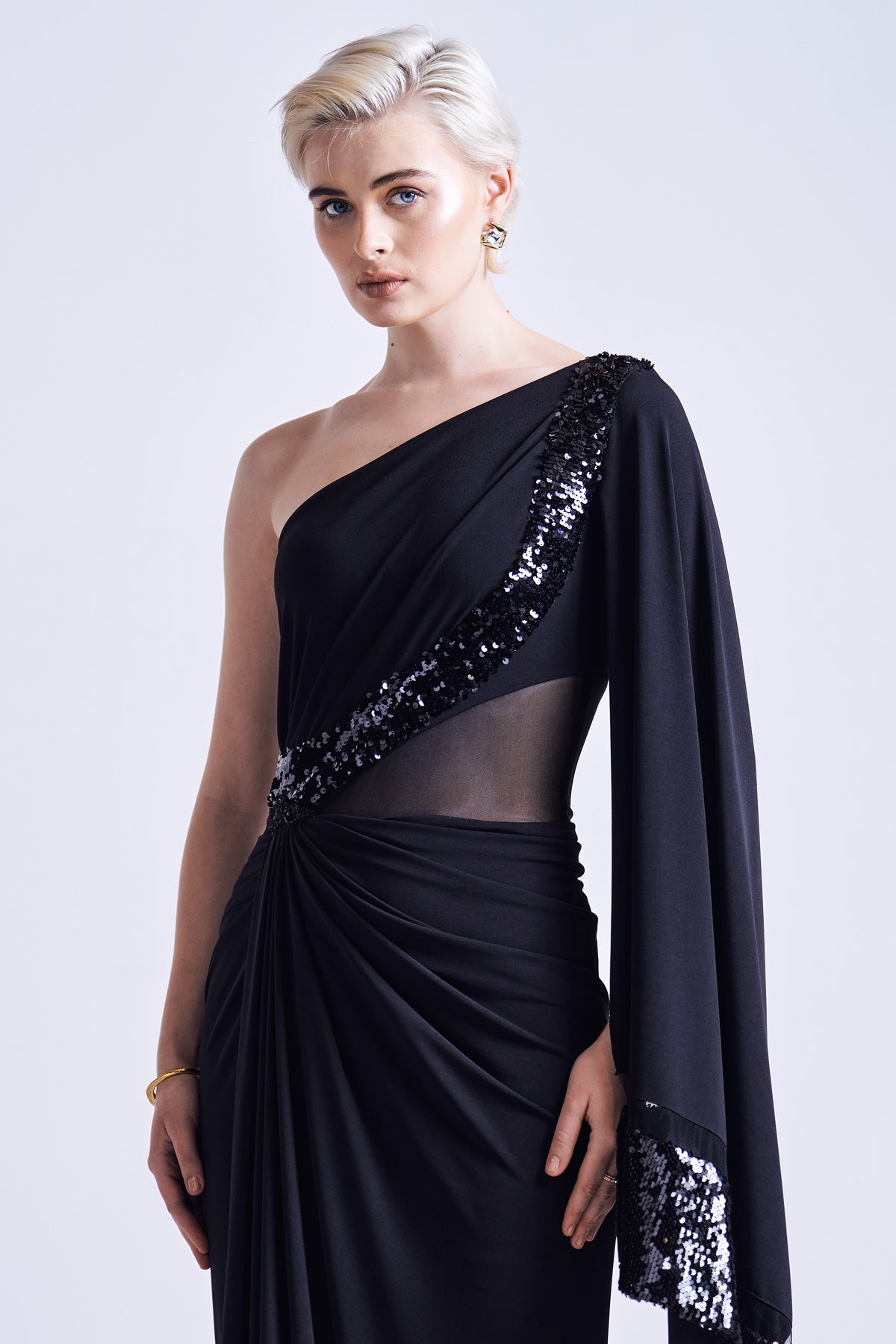 One-Shoulder Sequin Gown