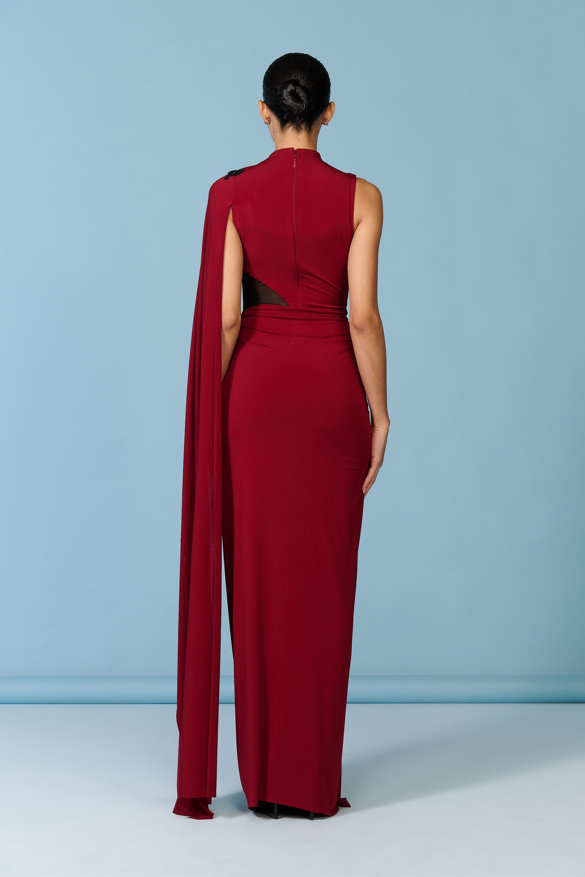 Cherry Drape Sleeve Gown