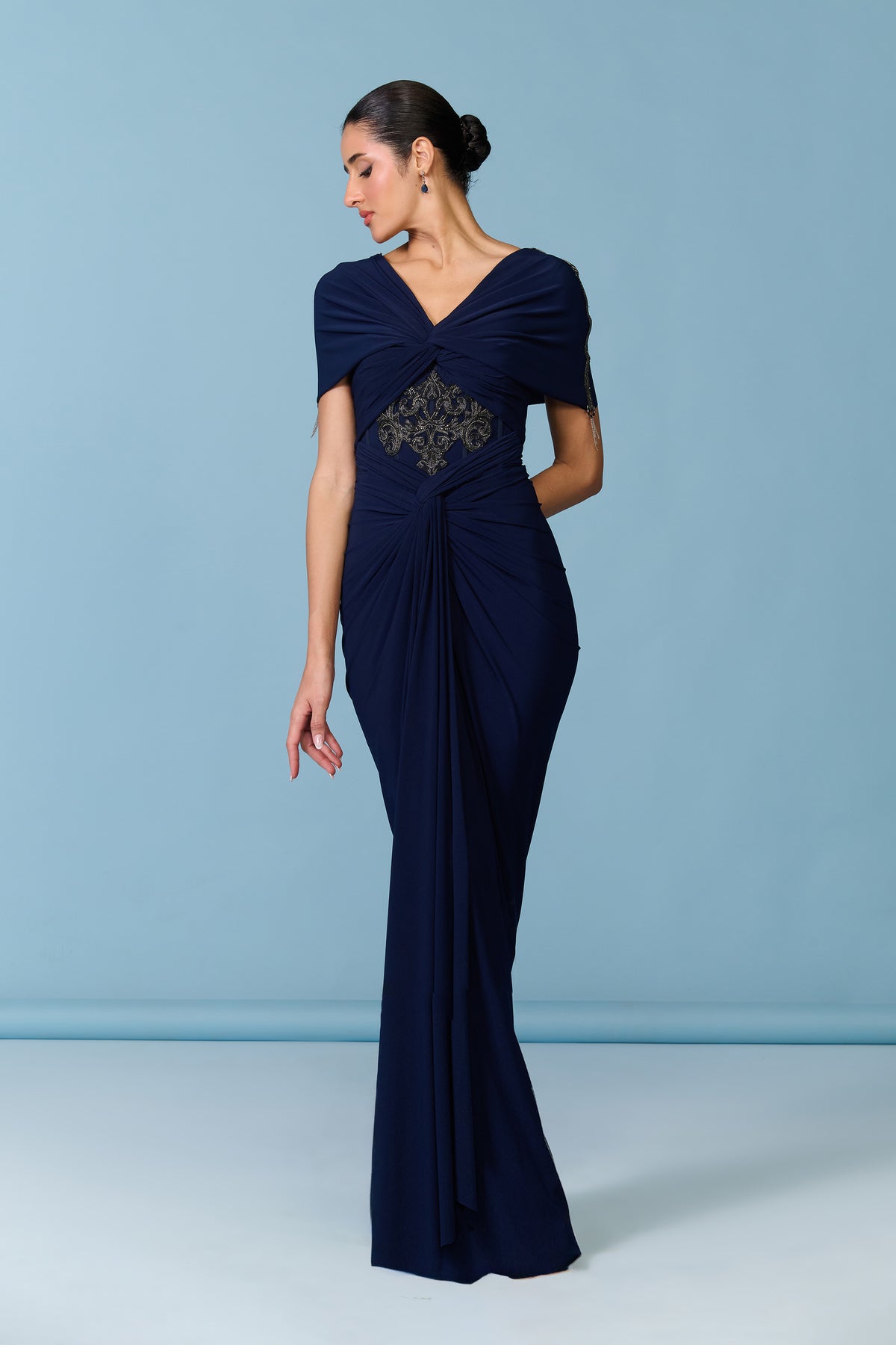 Navy Twisted Gown