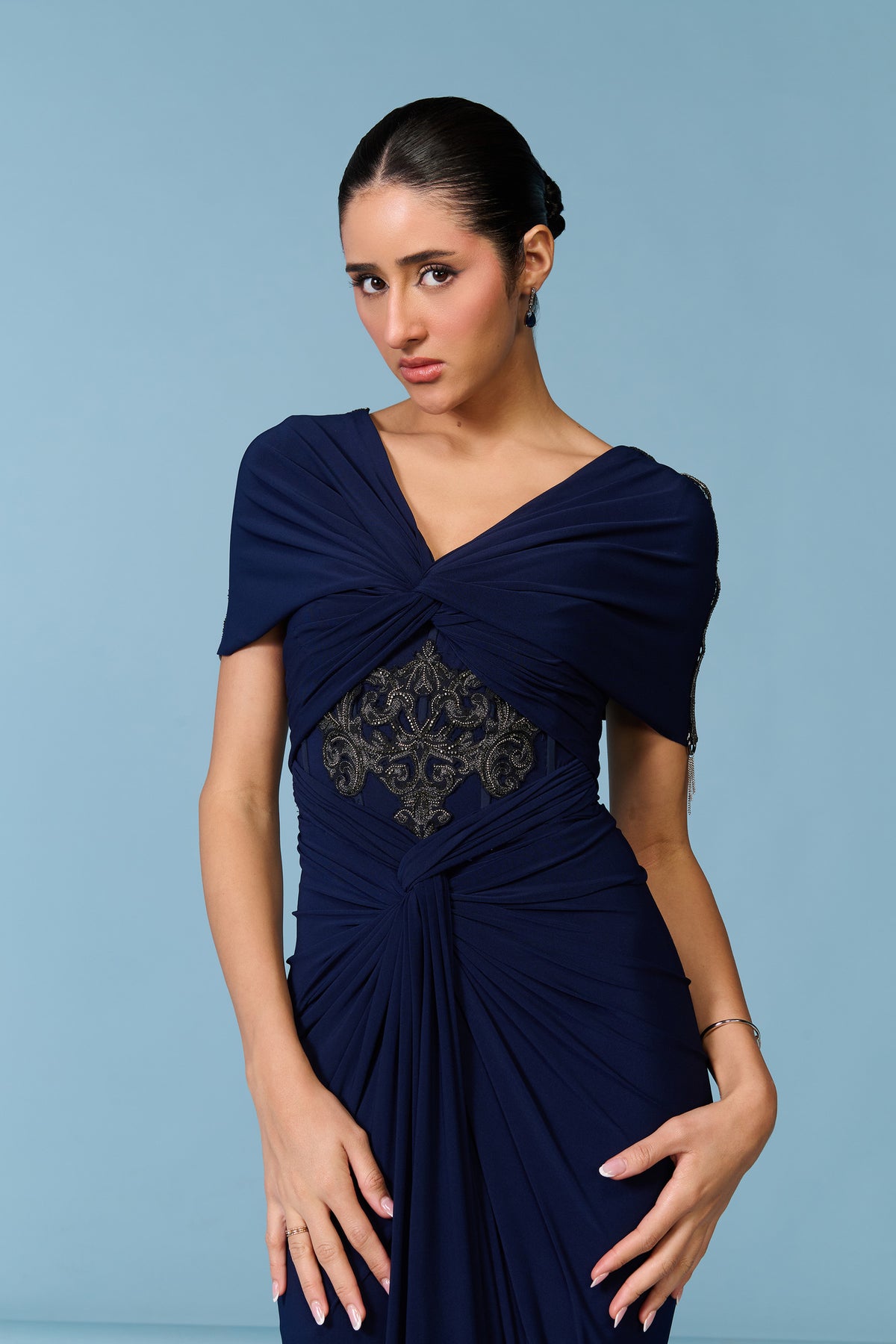Navy Twisted Gown