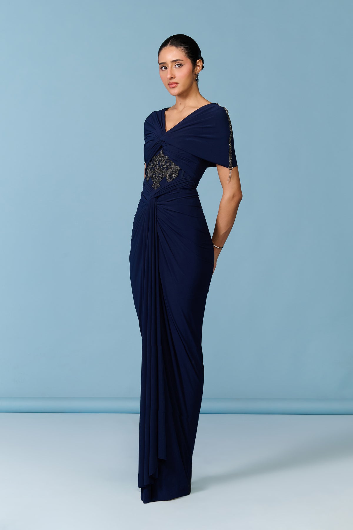 Navy Twisted Gown