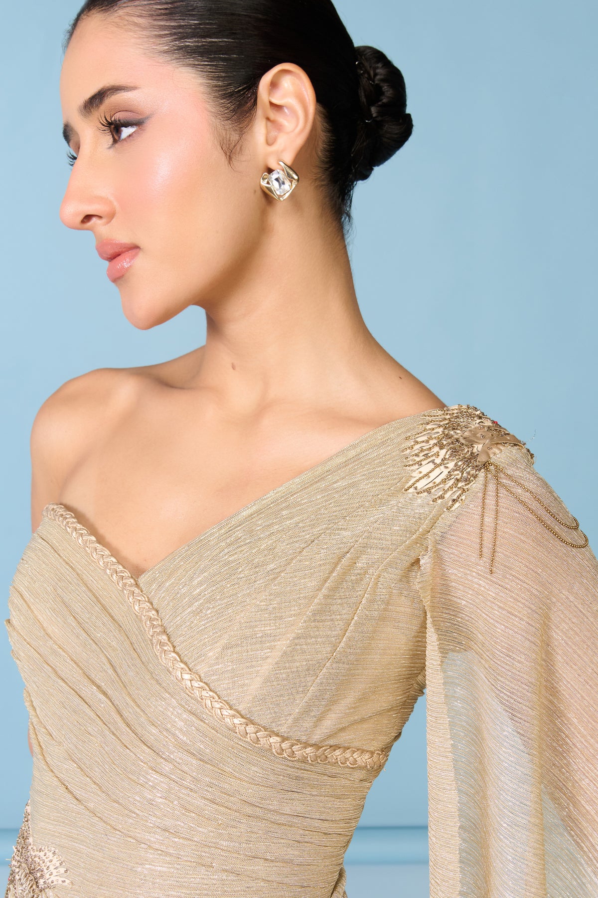 Gold One-Shoulder Gown