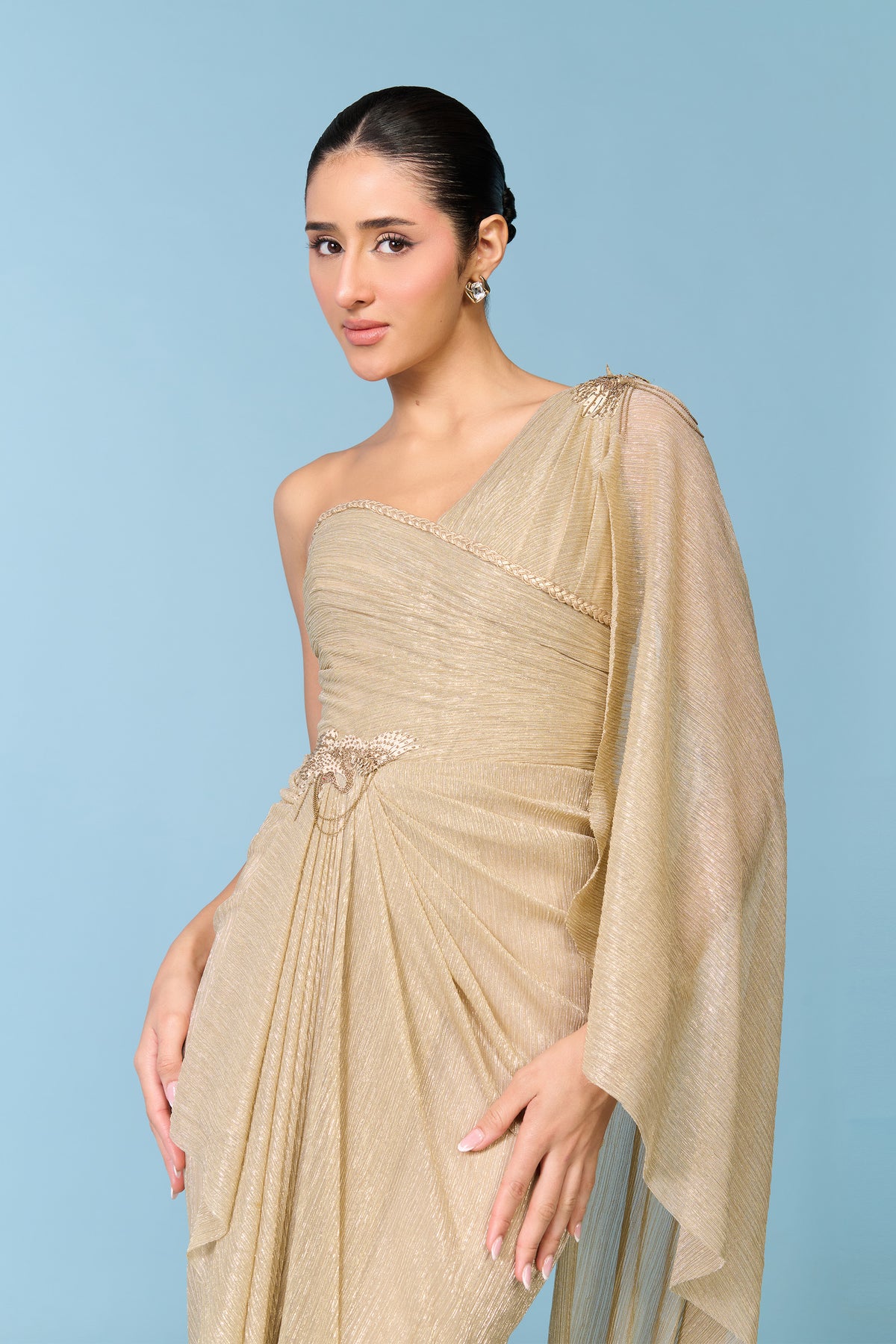 Gold One-Shoulder Gown