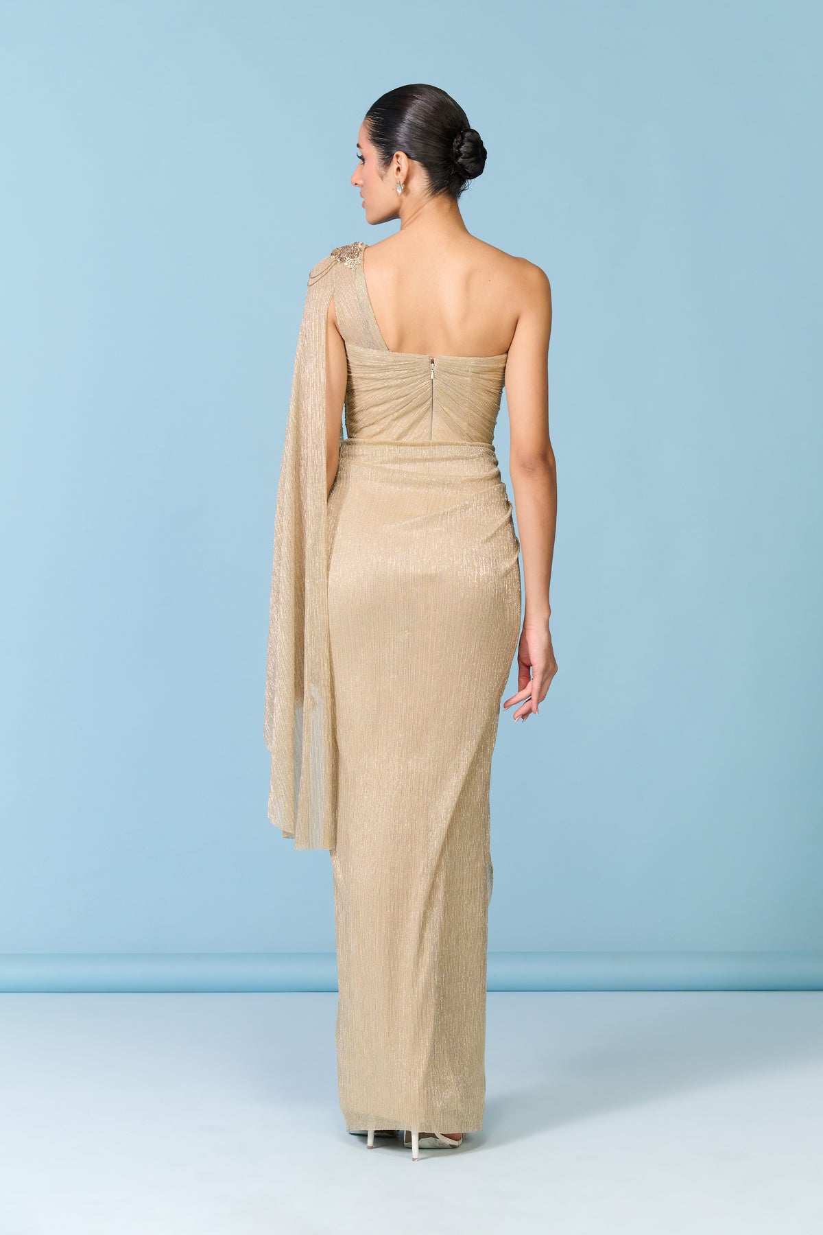 Gold One-Shoulder Gown