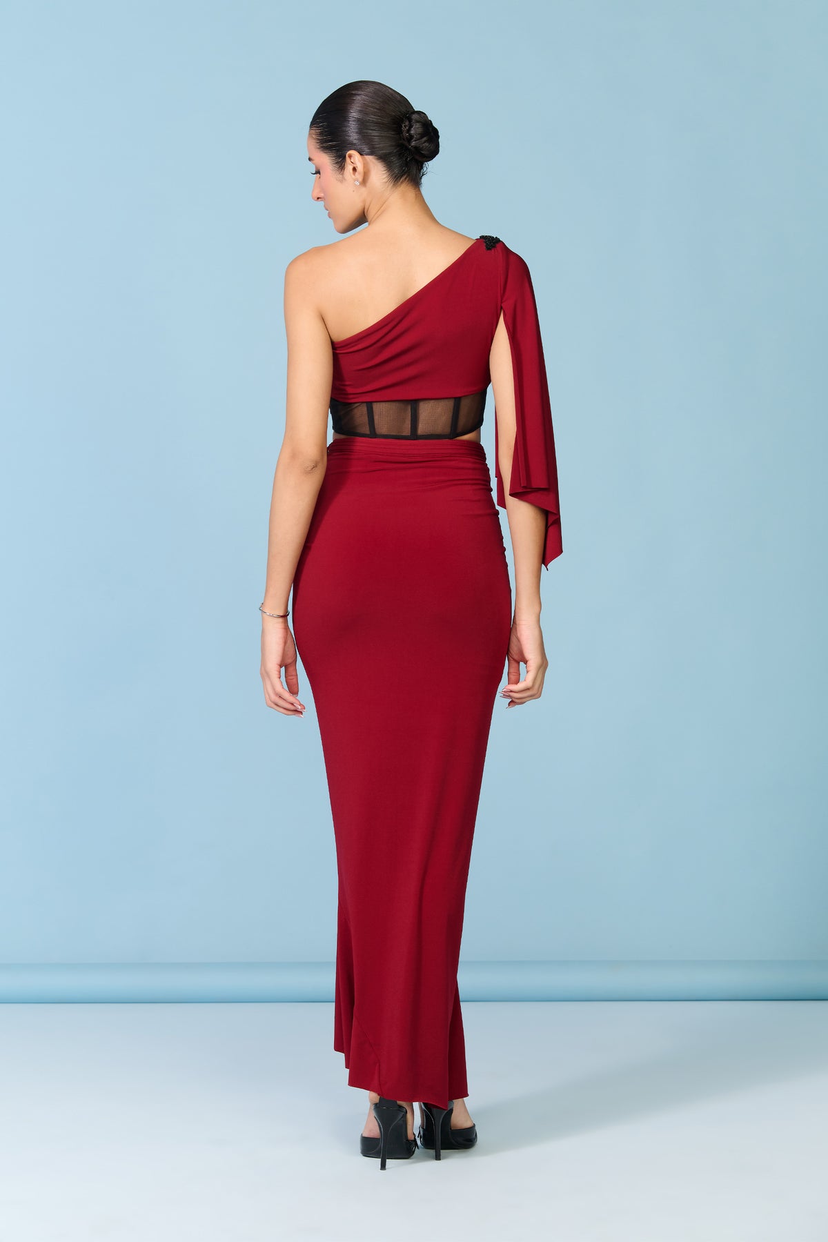 Cherry Ruffle Drape Skirt