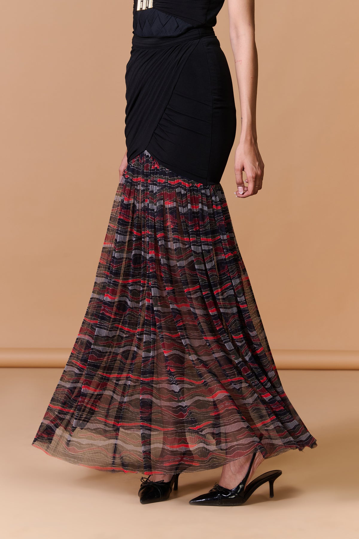 Draped Pleated Skirt