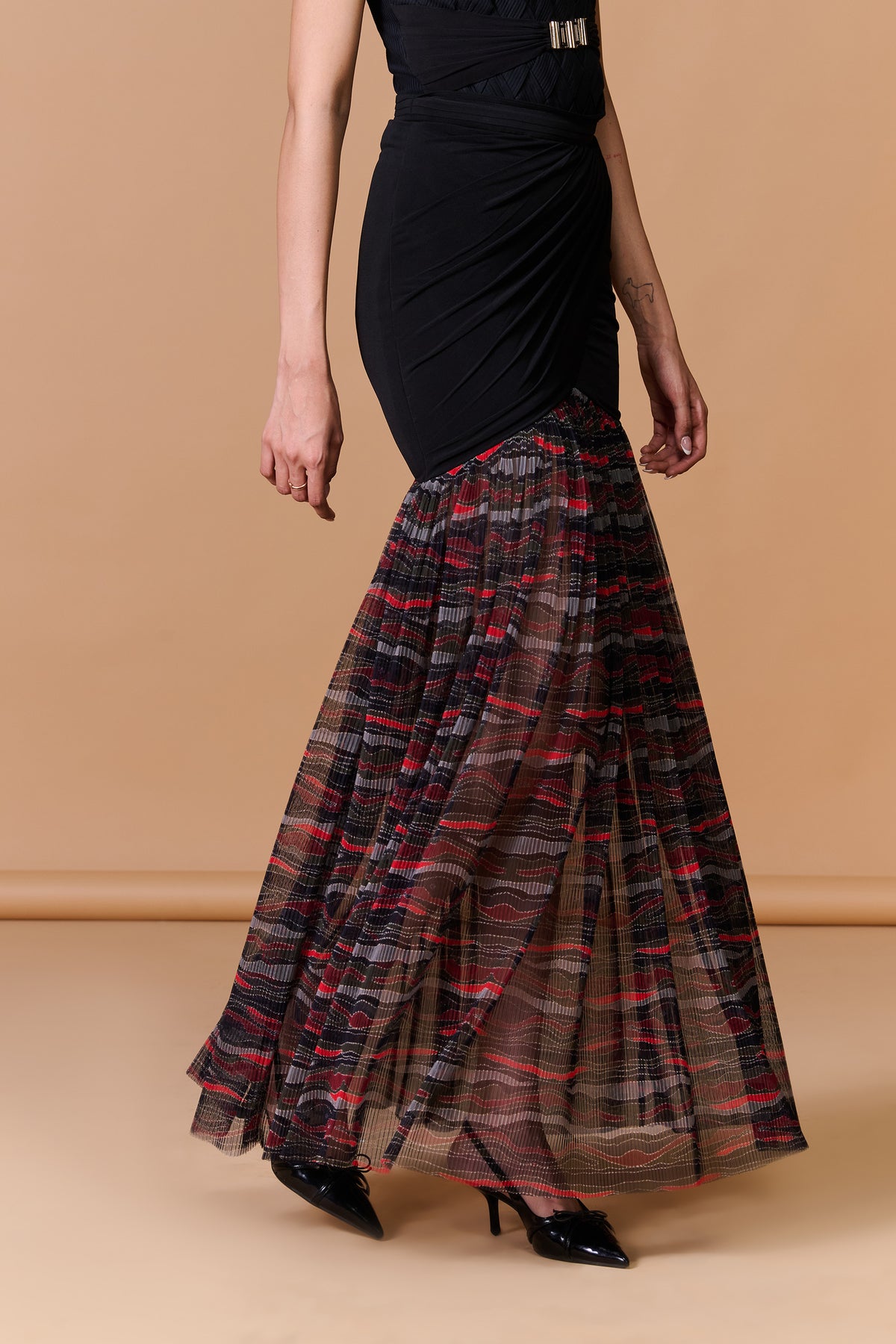 Draped Pleated Skirt