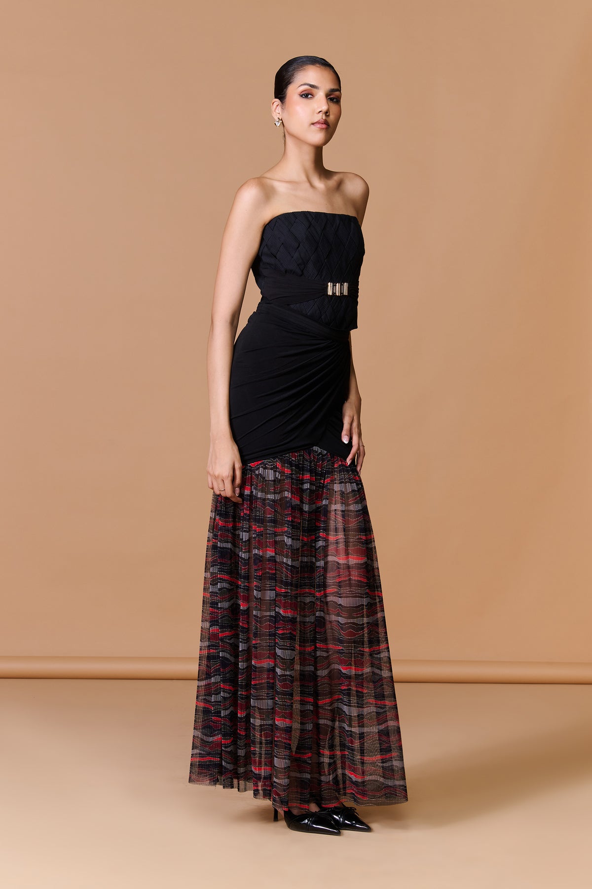 Draped Pleated Skirt